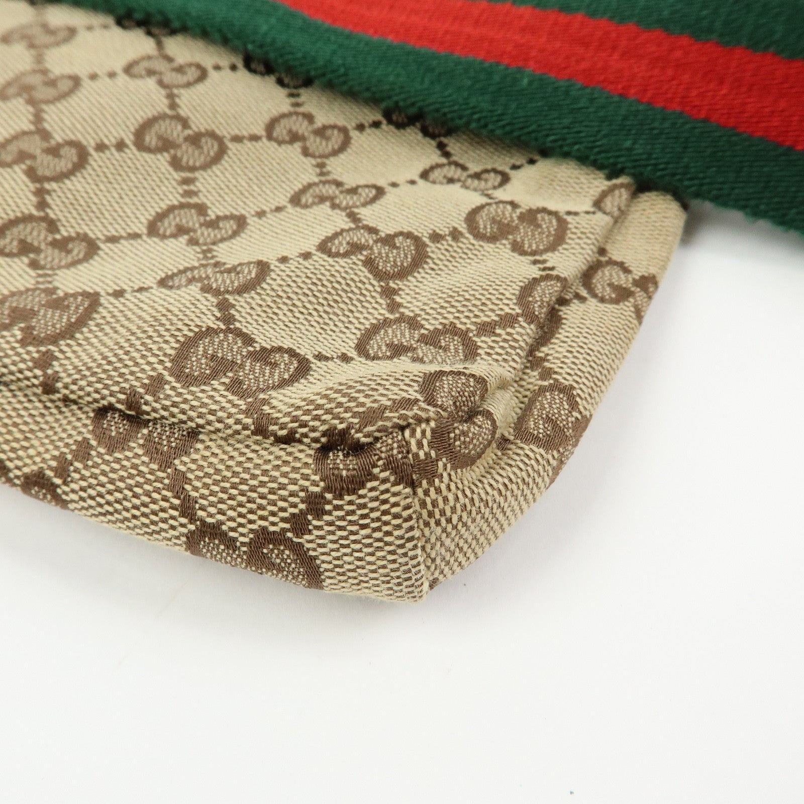 GUCCI Sherry GG Canvas Waist Pouch Body Bag Beige Brown 28566