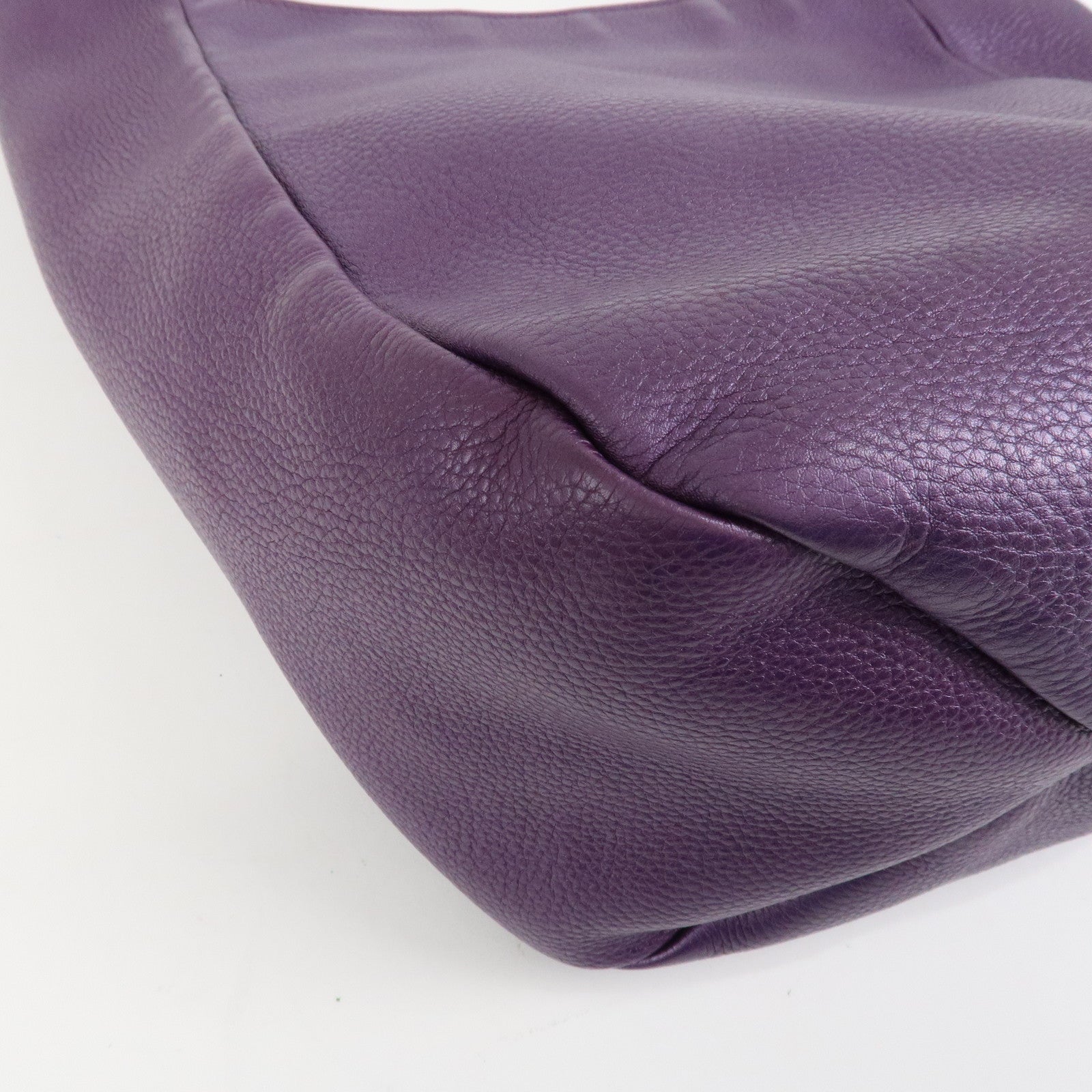 GUCCI Leather Shoulder Bag Hand Bag Metallic Purple 268749