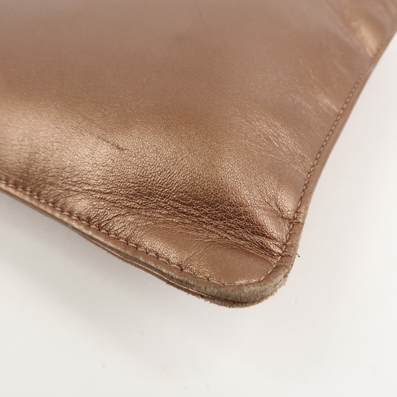 LOEWE Logo Leather Hand Bag Tote Bag Metallic Brown