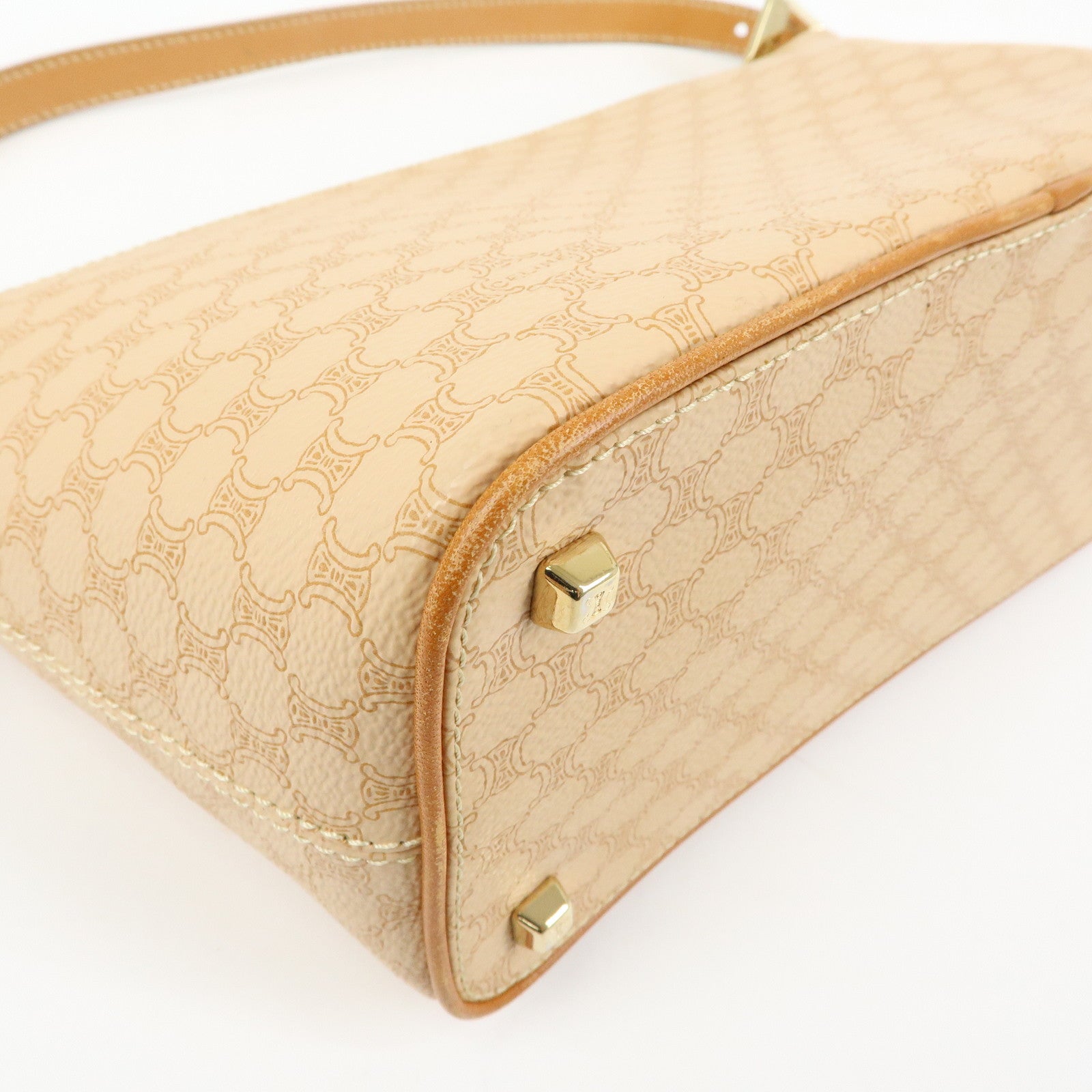 CELINE Macadam PVC Leather Hand Bag Shoulder Bag Beige
