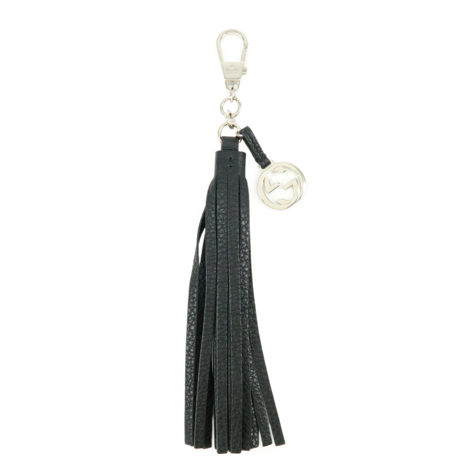 GUCCI Interlocking G Tassel Bag Charm Key Charm Black