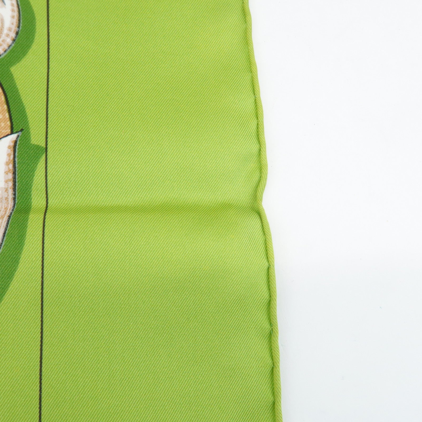 HERMES Carre 90 Silk 100% LE MORS A LA CONTETABLE Scarf Green Used