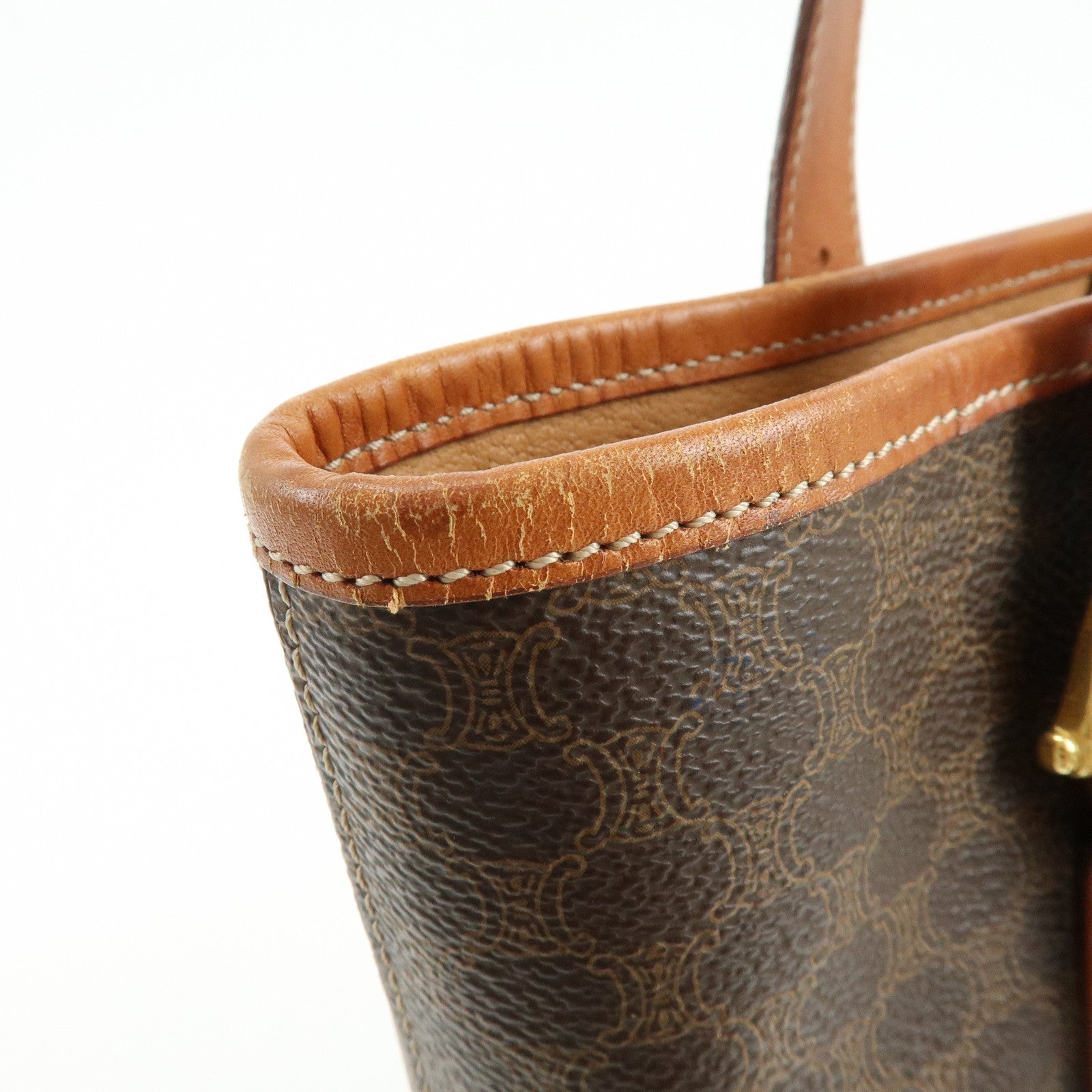 CELINE Macadam PVC Leather Tote Bag Shoulder Bag Brown