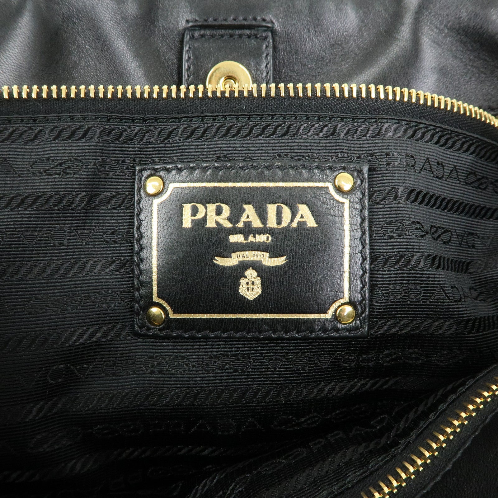 PRADA Ribbon Nappa Gaufure Leather 2Way Bag Black BN1932