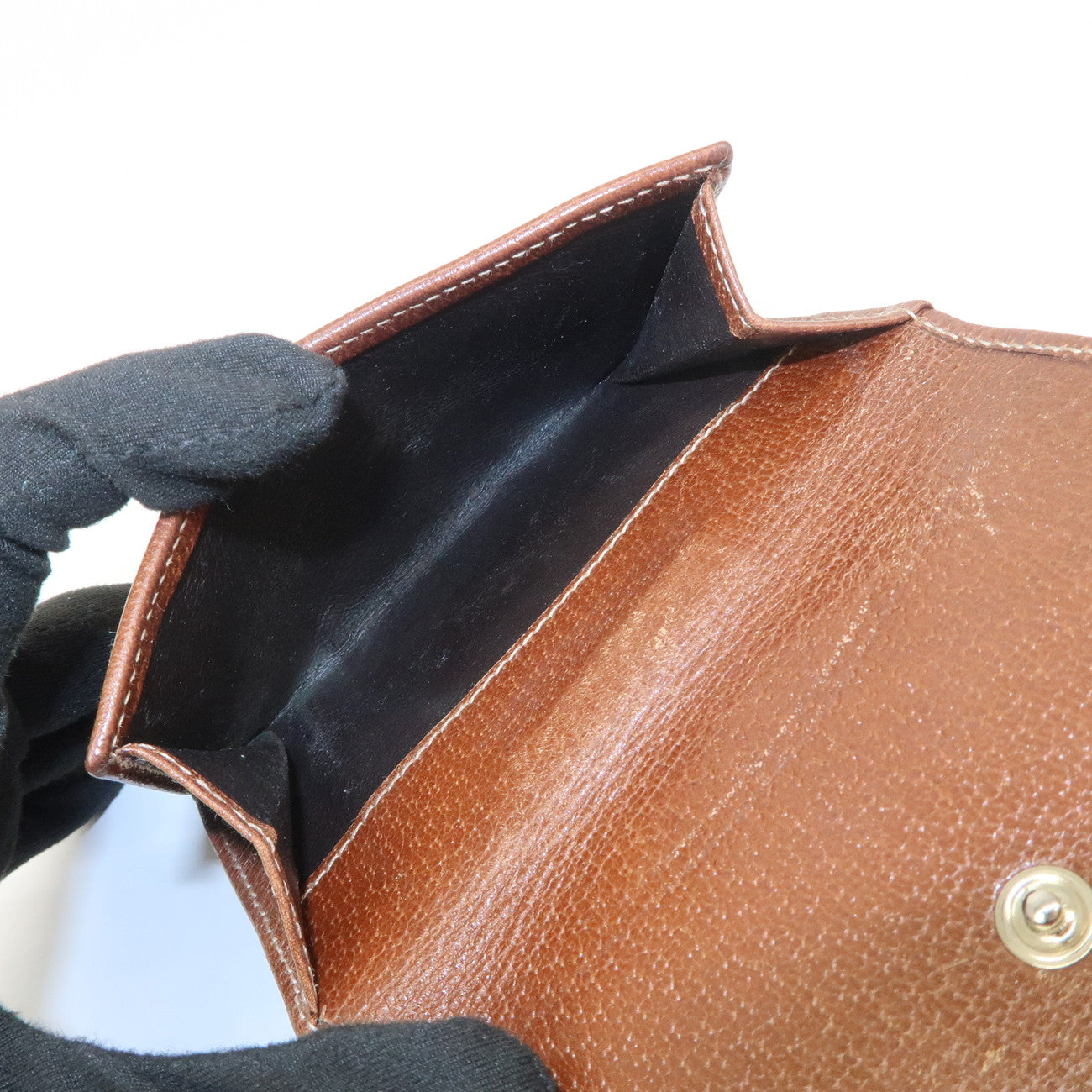 GUCCI Denim Leather Bi-Fold Compact Wallet Blue Brown