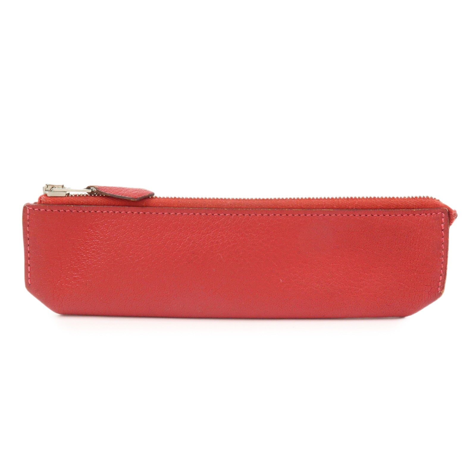 HERMES Piccolo Chevre Leather Pen Case Red