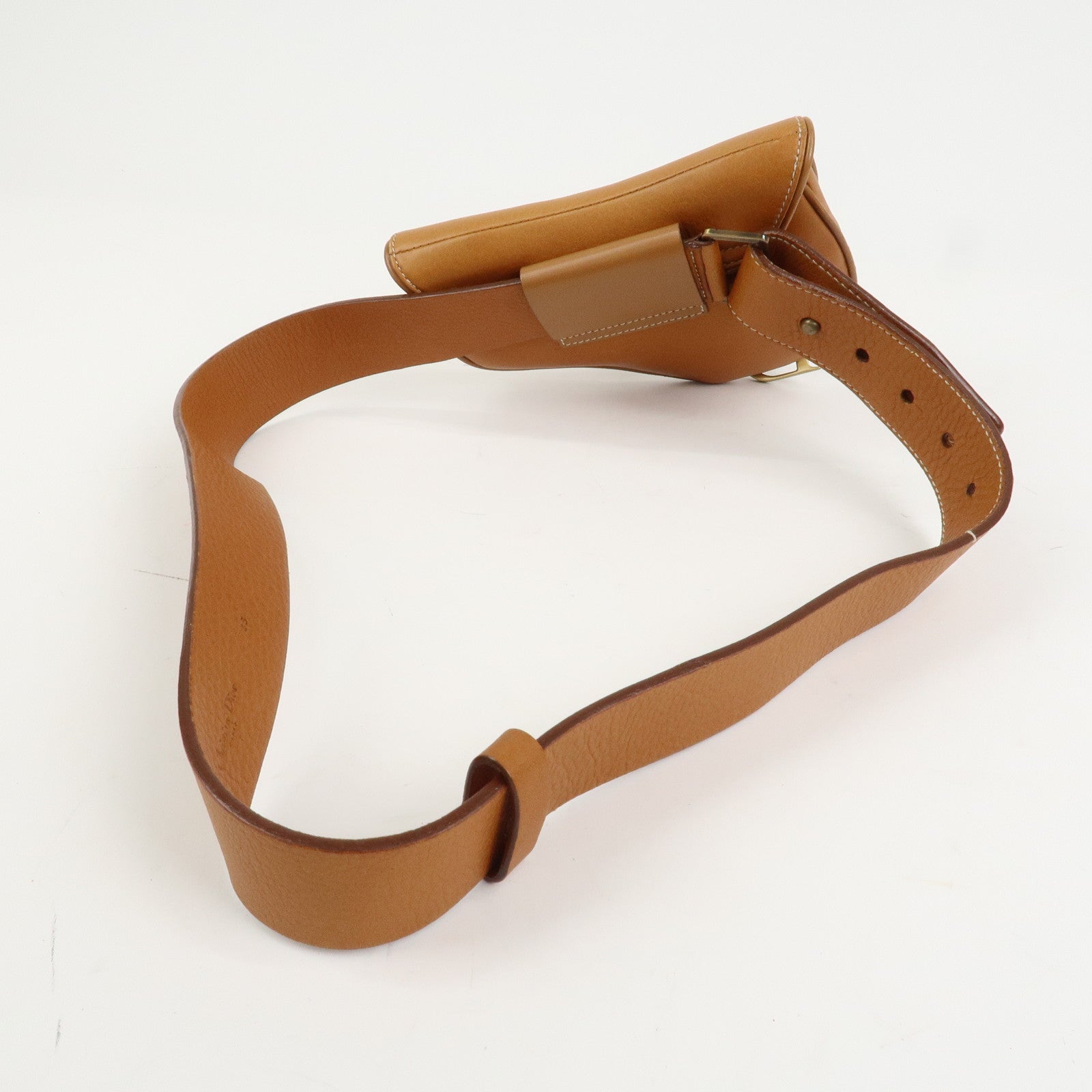 Christian Dior Saddle Leather Waist Bag Crossbody Bag Brown
