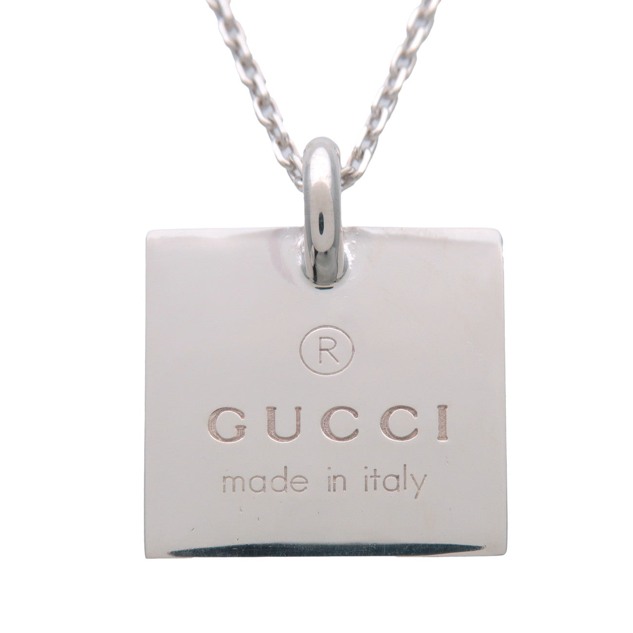 GUCCI Logo Plate Necklace SV925 Silver