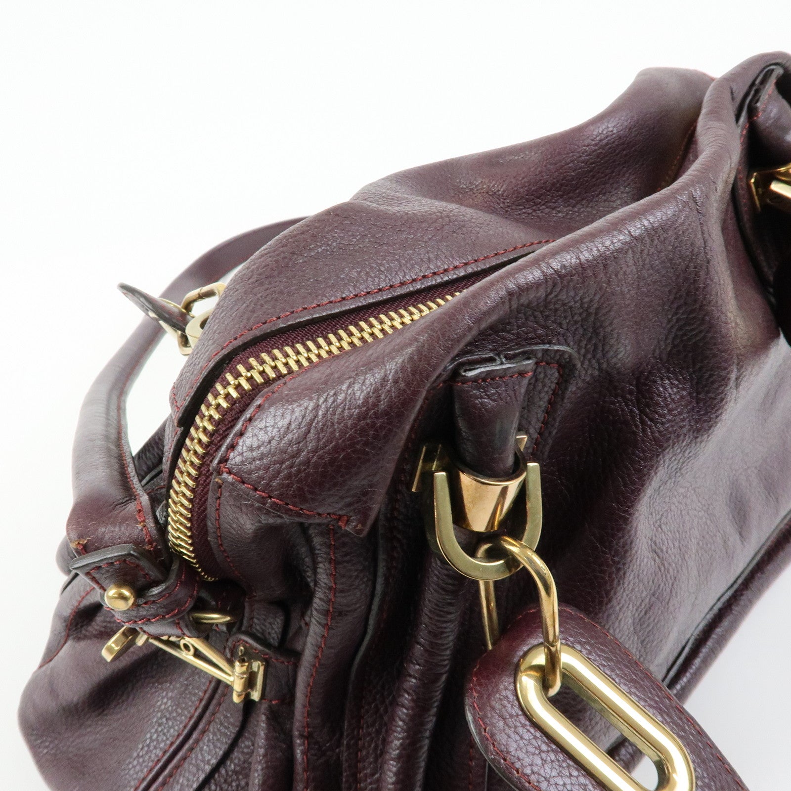 Chloe Paraty Leather 2Way Bag Shoulder Bag Hand Bag Purple