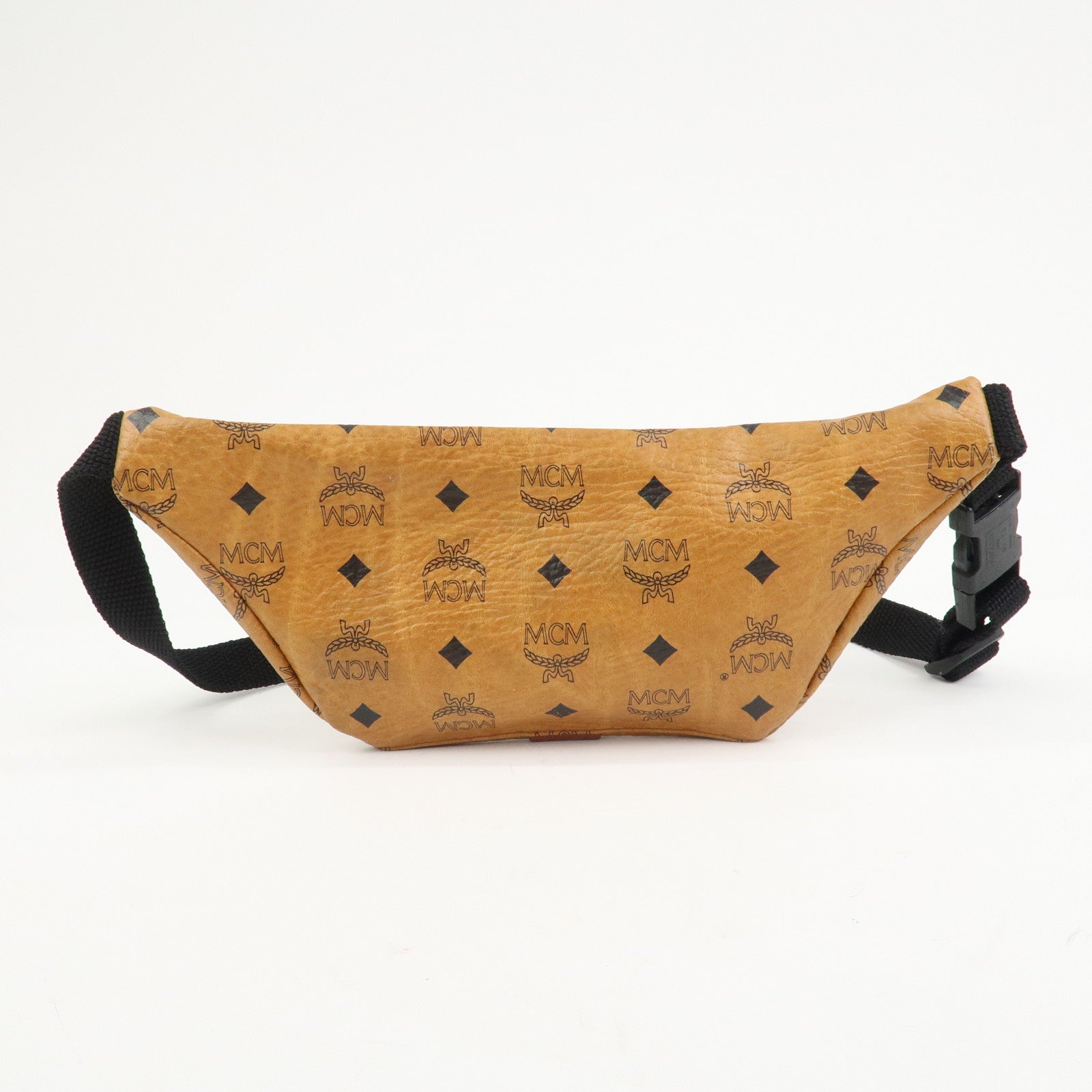 MCM Visetos Logo Leather Waist Bag Waist Pouch Crossbody Bag Brown