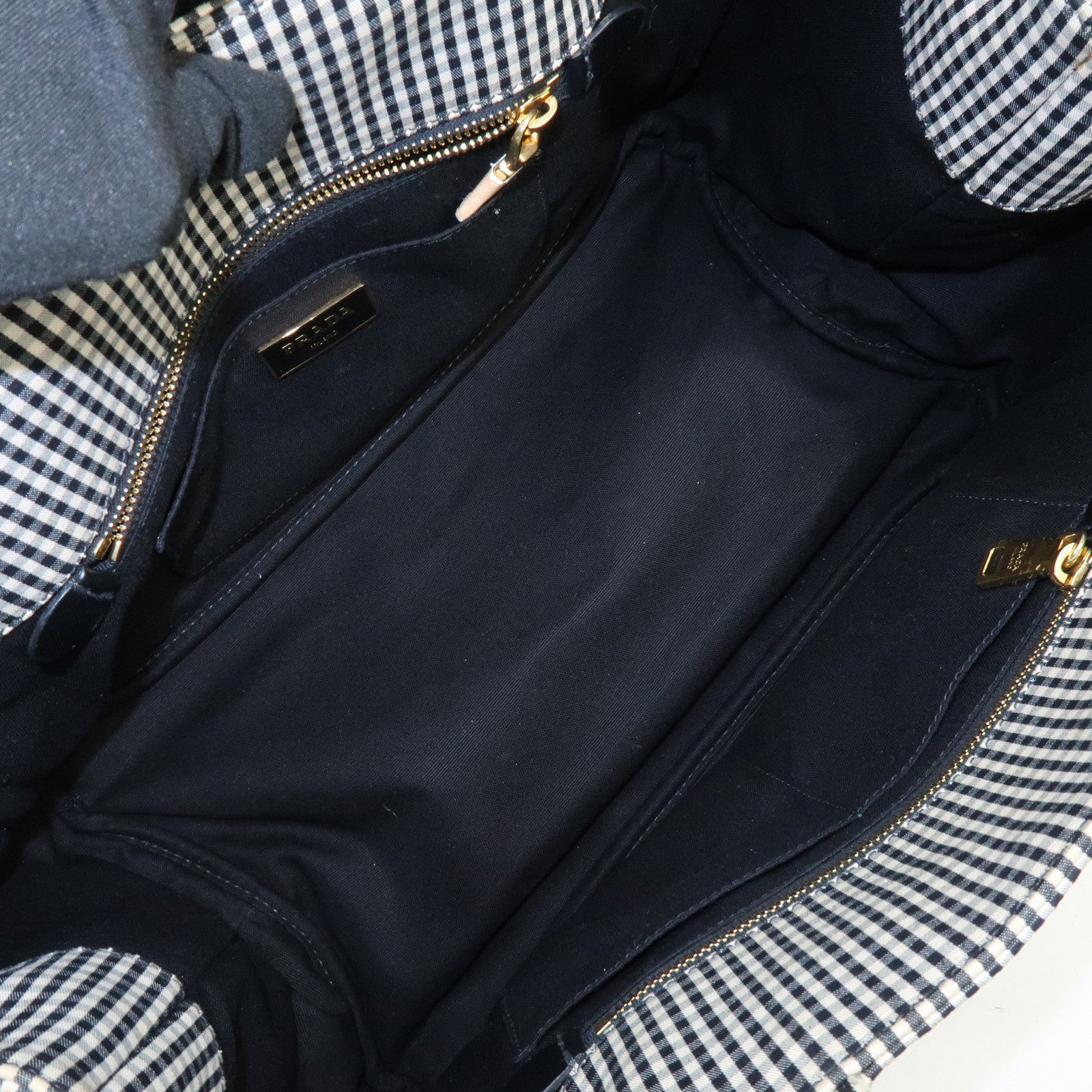 PRADA Canapa Canvas 2Way Bag Hand Bag Shoulder Bag Black Ivory