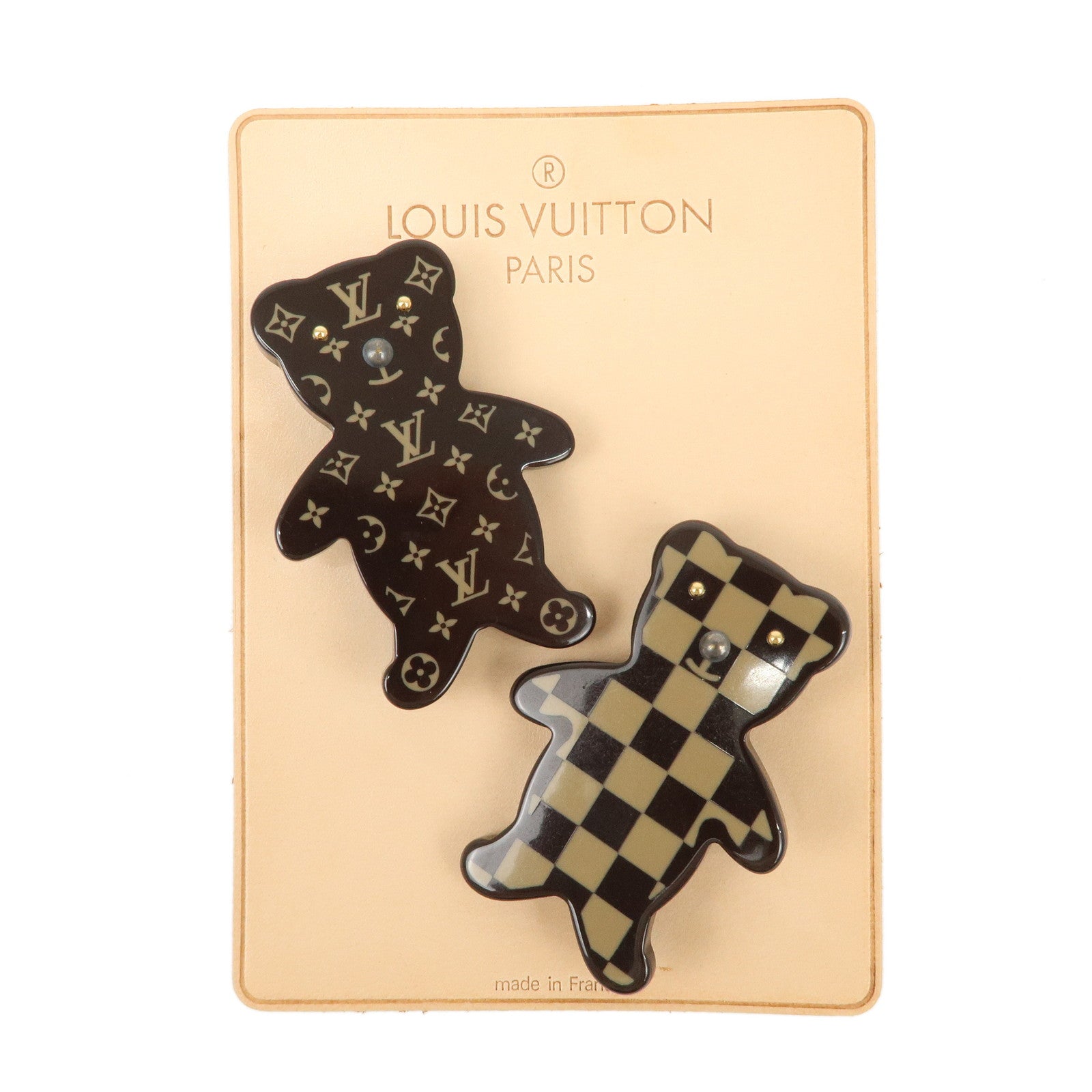 Louis Vuitton Monogram Damier Plastic Broche Nunnours Teddy Bear Brooch M64939 Used