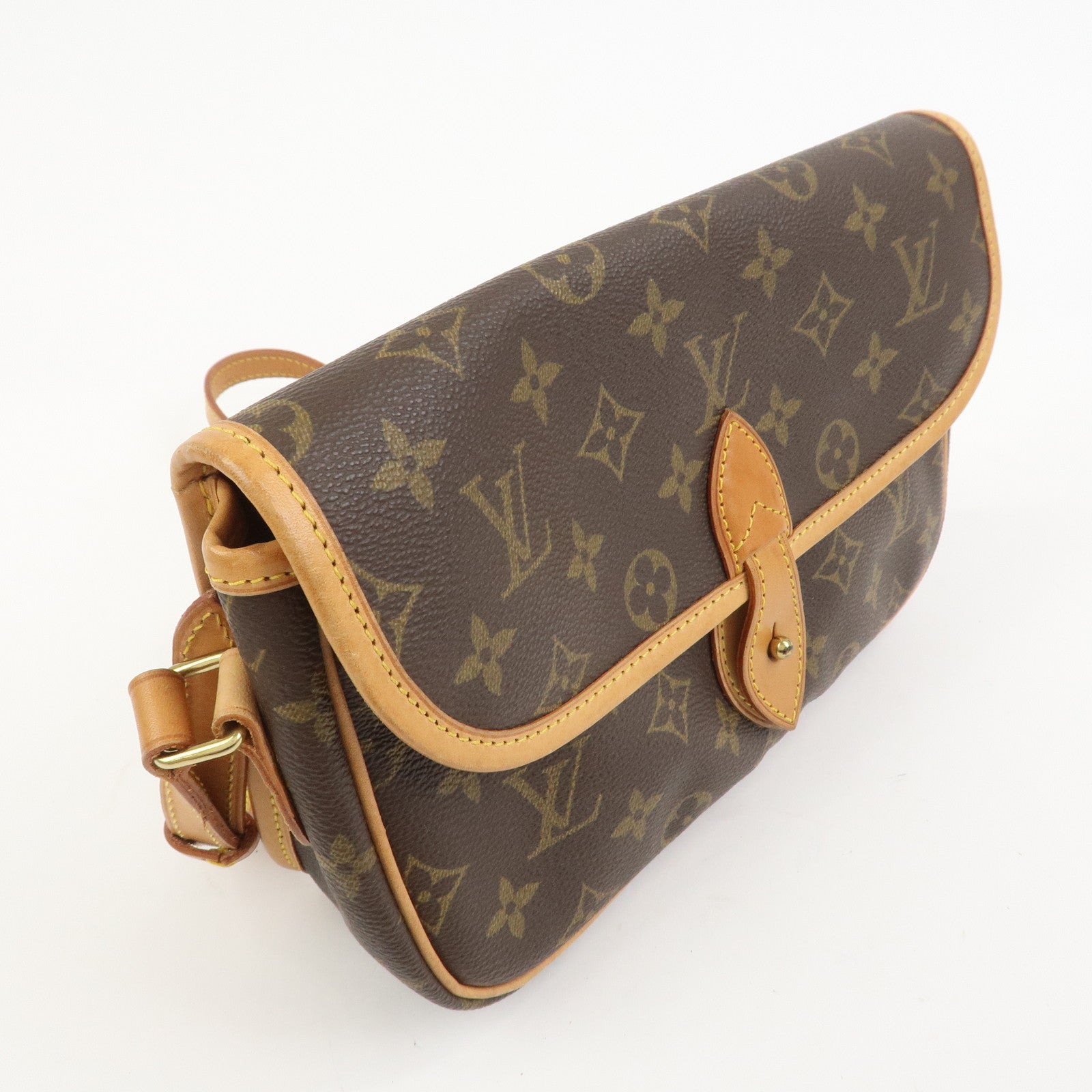 Louis Vuitton Monogram Gibeciere PM Shoulder Bag Brown M42248
