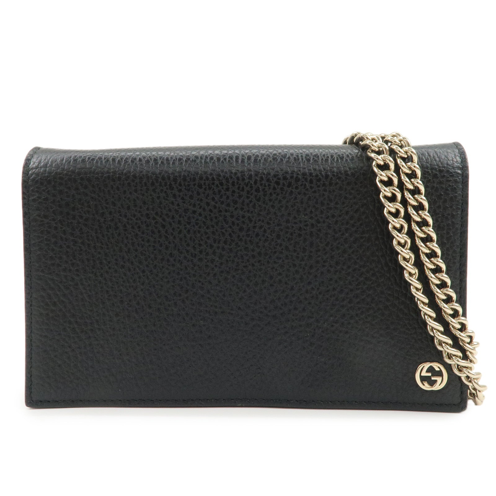 GUCCI Interlocking G Calf Leather Chain Wallet Shoulder Bag 466506