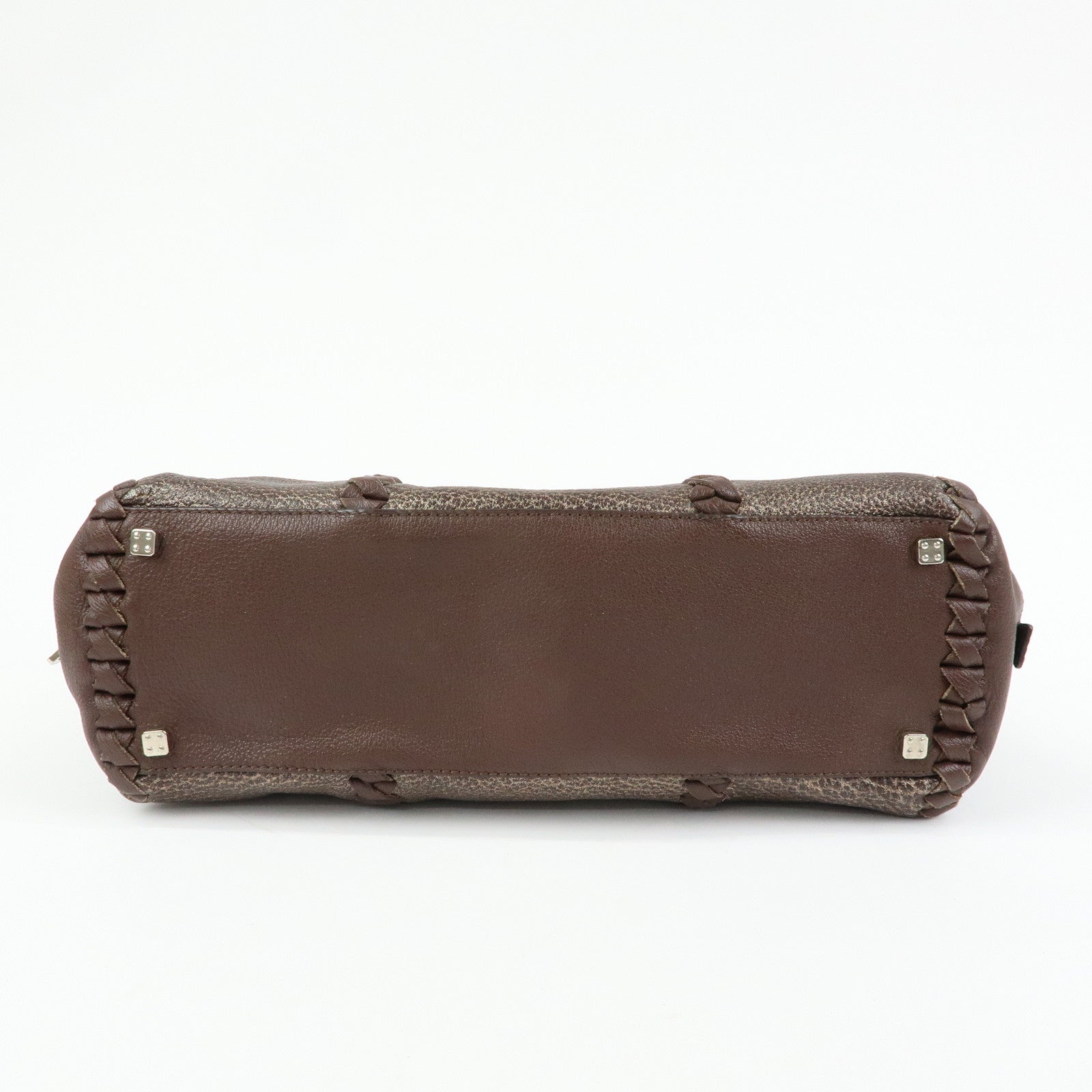 LOEWE Anagram Amazona 36 Leather Hand Bag Boston Bag Brown