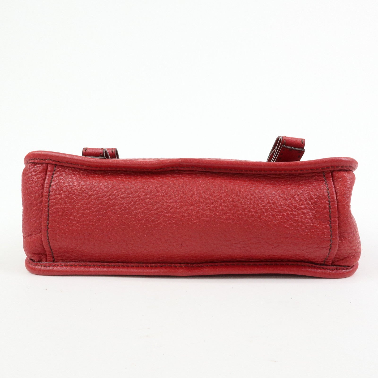 PRADA Triangle Logo Leather Shoulder Bag Satchel Bag Hand Bag Red