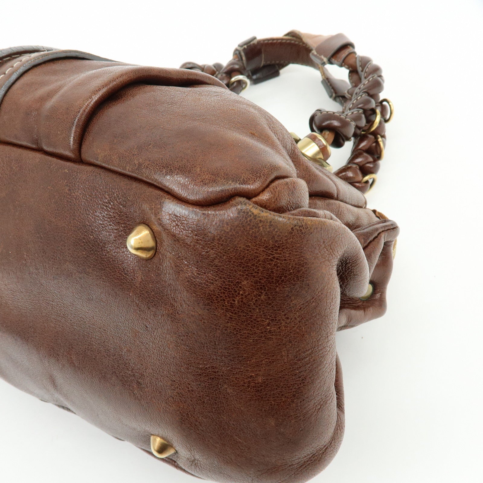 Chloe Eloise Leather Hand Bag Shoulder Bag Braided Handle Brown