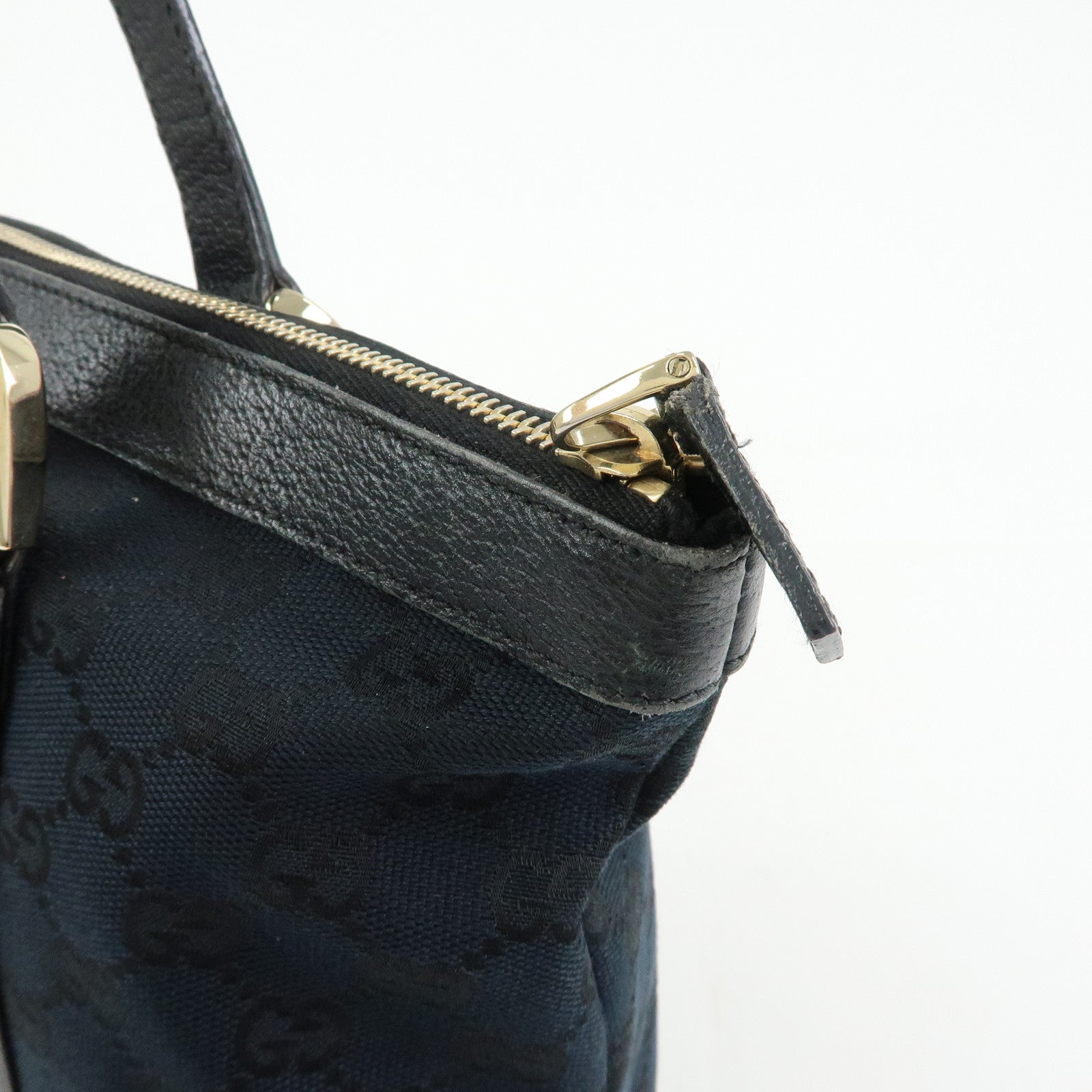 GUCCI Abbey GG Canvas Leather Tote Bag Shoulder Bag Black 141470