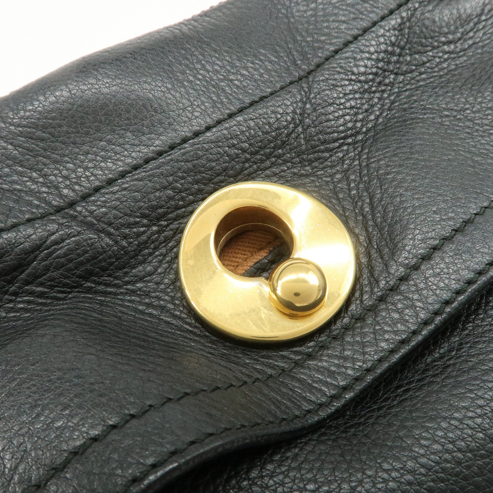 SAINT LAURENT Leather Shoulder Bag Black Brown Gold HDW 229680