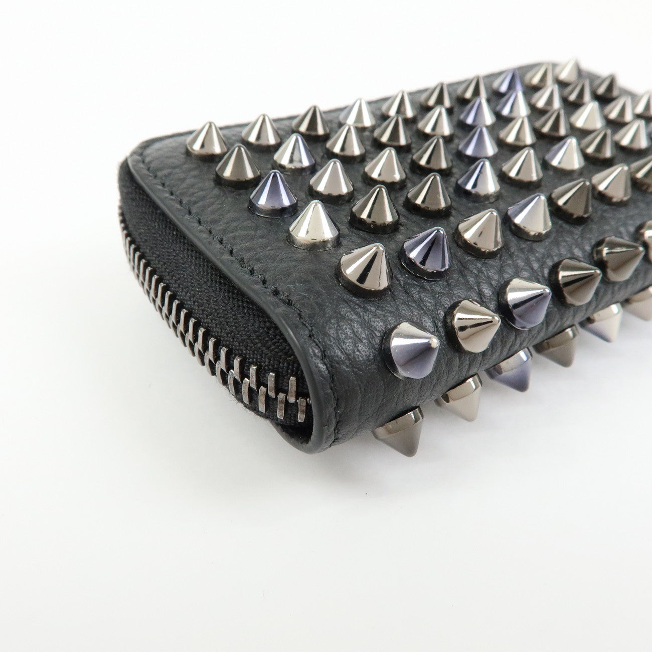 Christian Louboutin Leather Panettone Studs Key Case Black