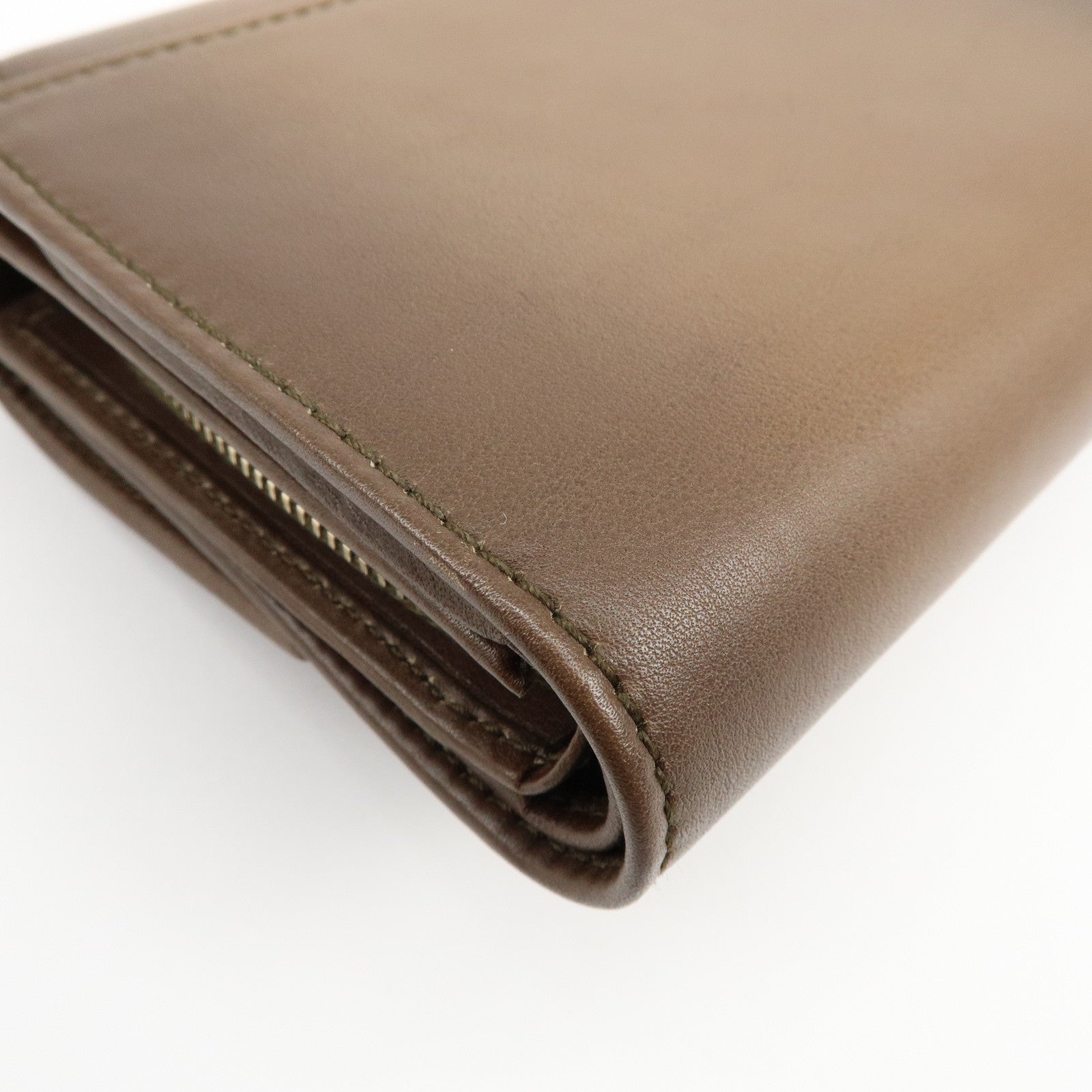 GUCCI Bamboo Leather Bi-fold Compact Wallet Brown 257017