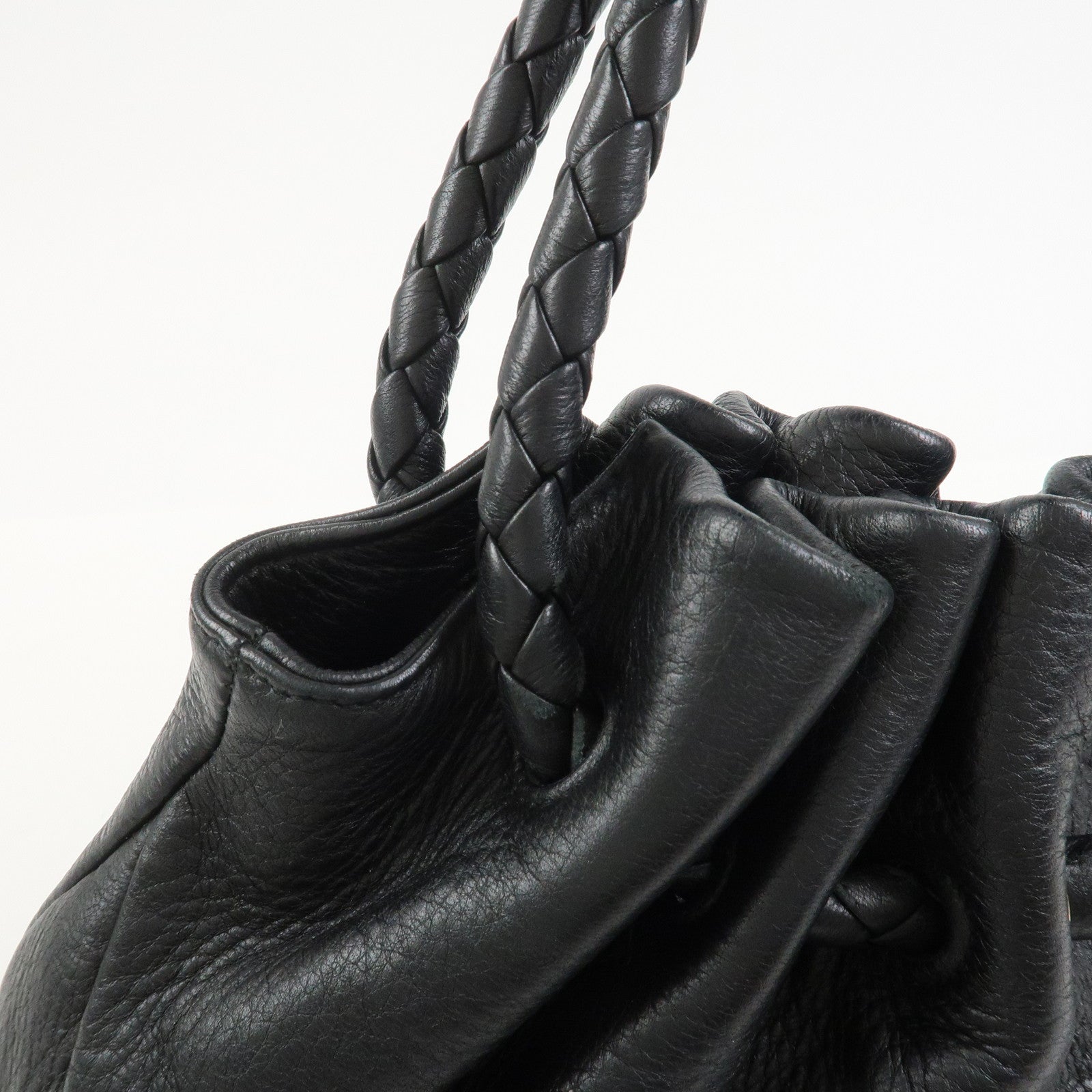 BOTTEGA VENETA Intrecciato Leather Hand Bag Shoulder Bag Black