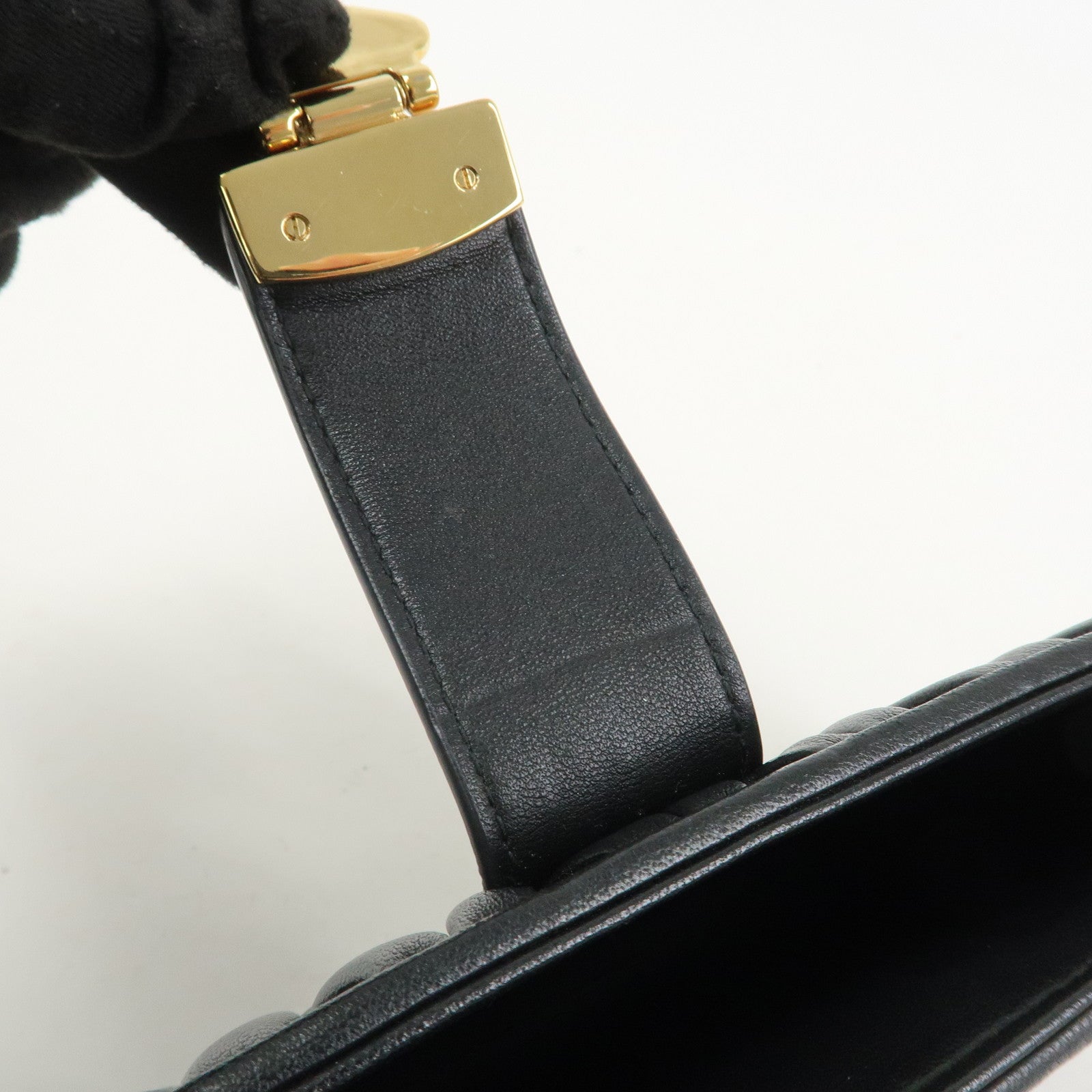 MIU MIU Matelasse Nappa Leather Chain Shoulder Bag Phone Case Black