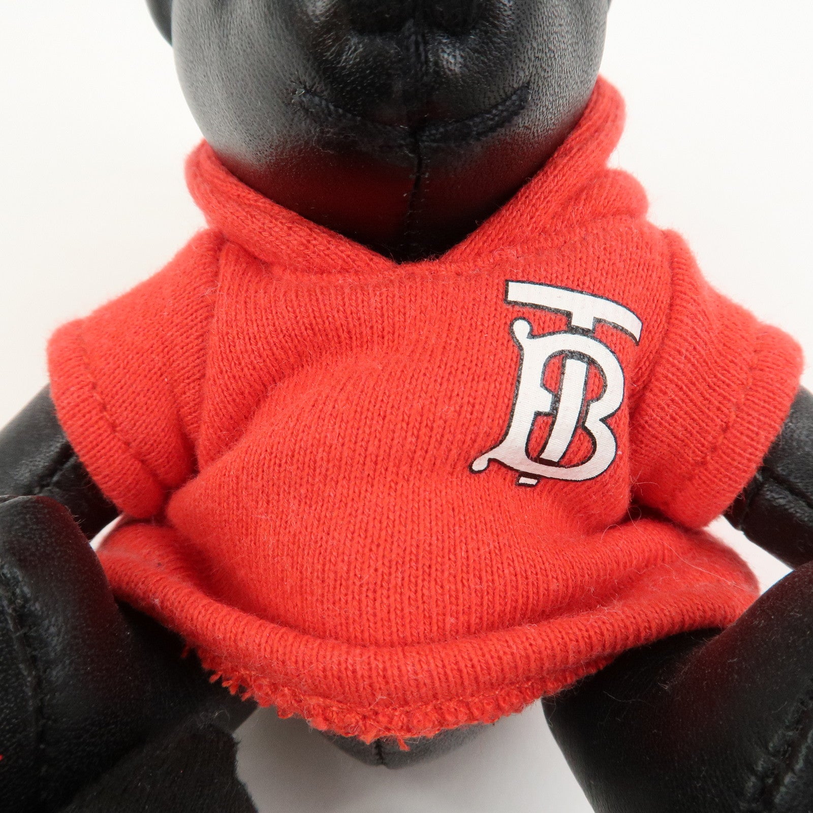 BURBERRY Thomas Bear Leather Bag Charm Key Holder Black Red