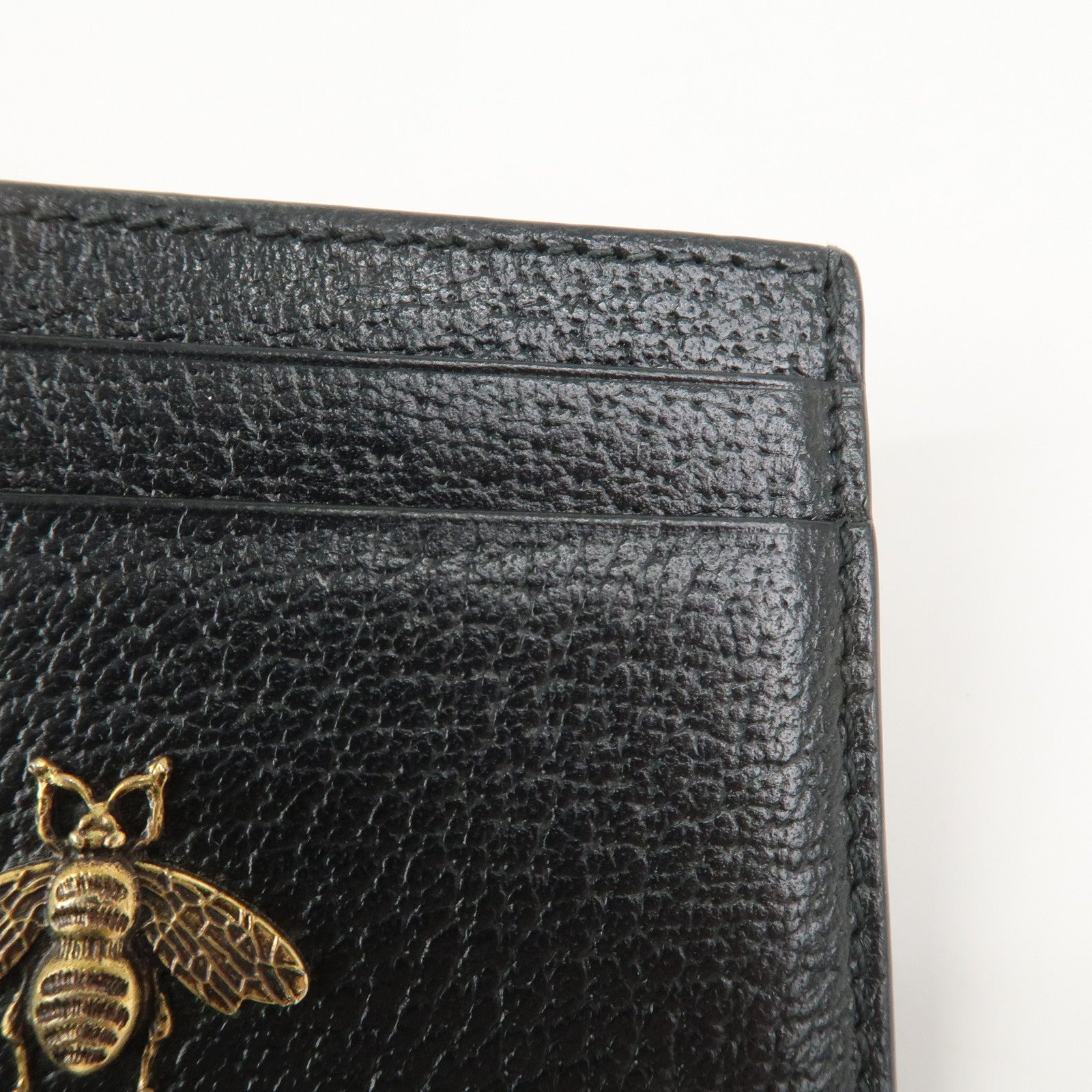 GUCCI Animalier Leather Card Case Card Holder Black 523685