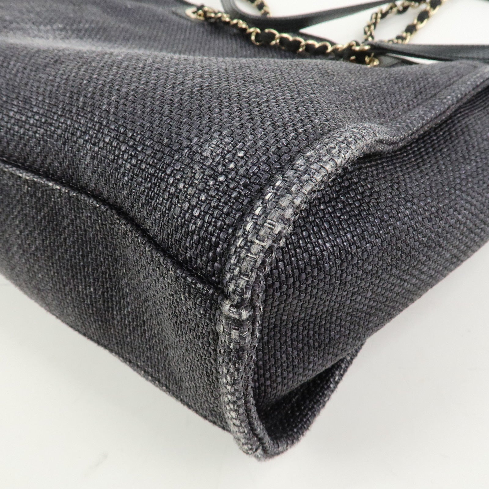 CHANEL Deauville MM Straw Leather Tote Bag Shoulder Bag A67001