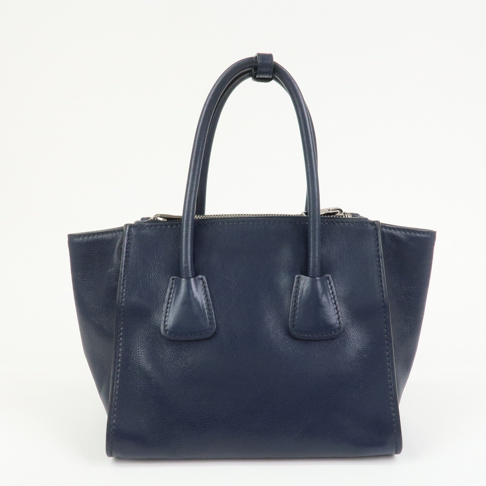 PRADA Triangle Logo 2 Way Bag Tote Bag Shoulder Bag Navy B2625M