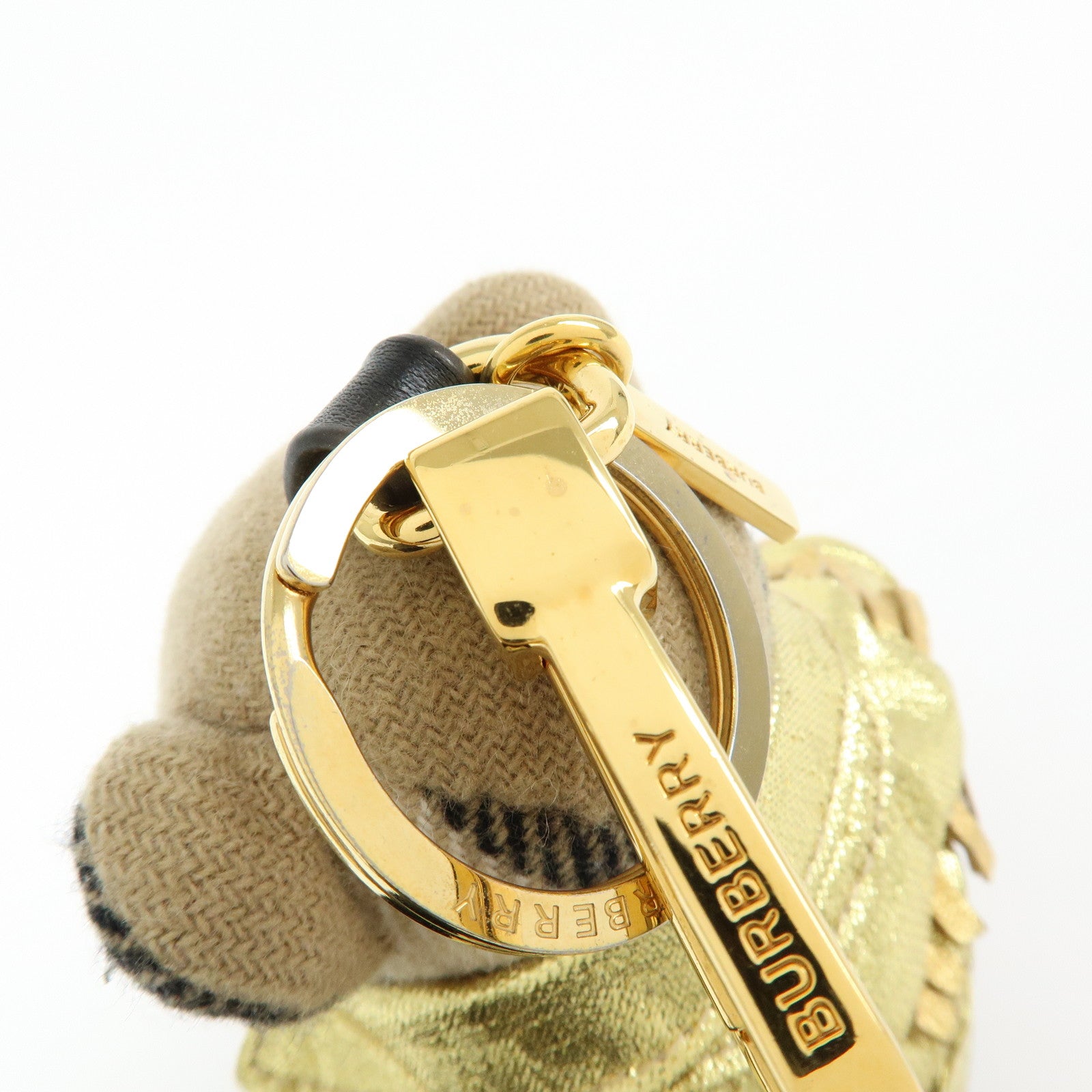 BURBERRY Thomas Bear Nova Plaid Canvas Leather Bag Charm Key Holder