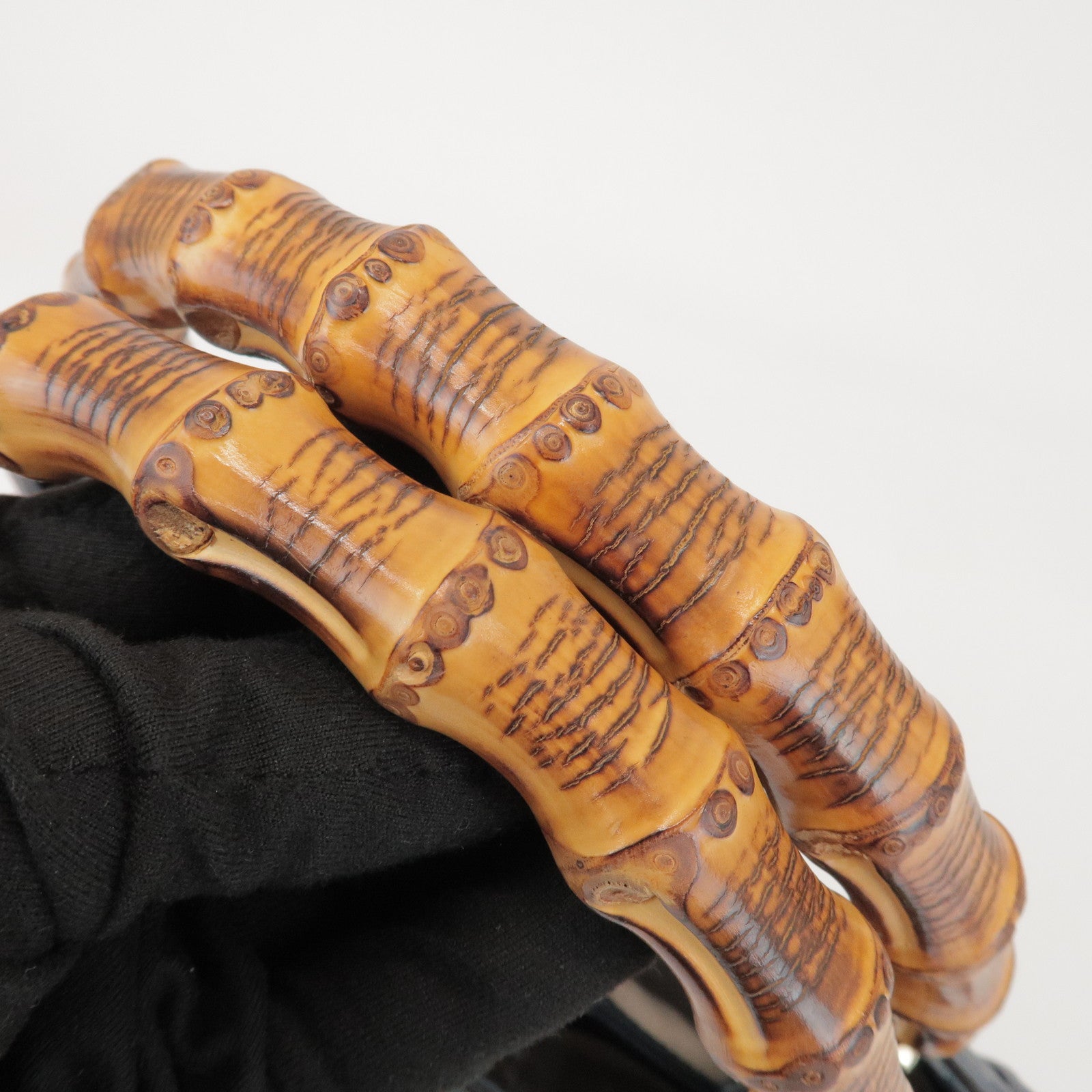 GUCCI Bamboo Calf Leather 2 Way Bag Tote Bag Navy 336032