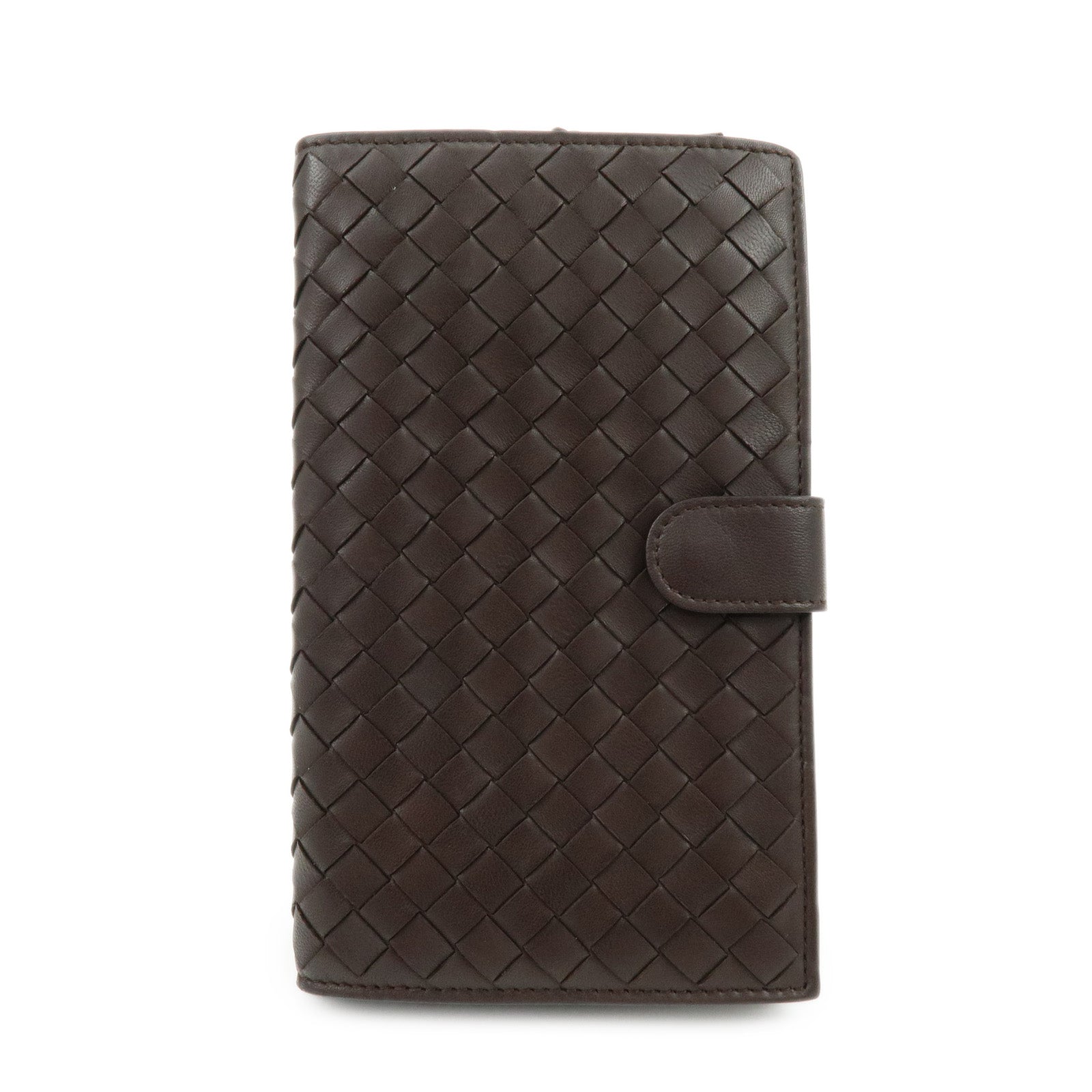 BOTTEGA VENETA Intrecciato Leather Bi-fold Long Wallet Brown 114074