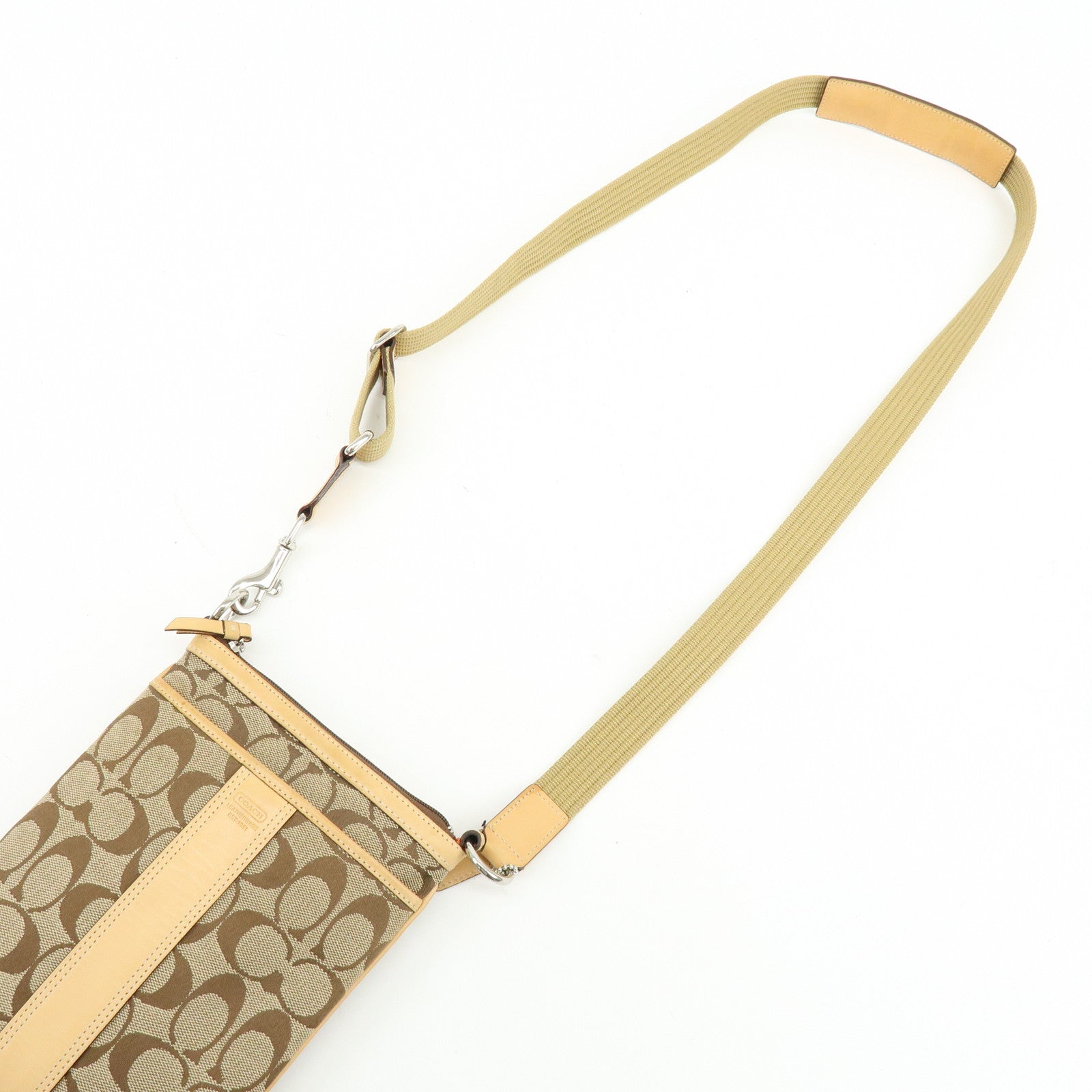 COACH Signature Set of 2 Canvas Leather Shoulder Bag Black Beige