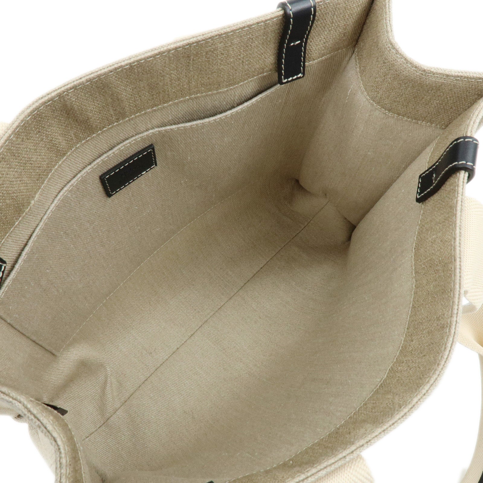 Chloe Woody Medium Canvas Leather Tote Bag Natural Navy