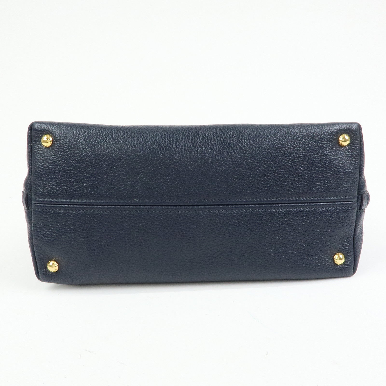 MIU MIU Logo Leather 2WAY Bag Shoulder Bag Hand Bag Navy 5BB016