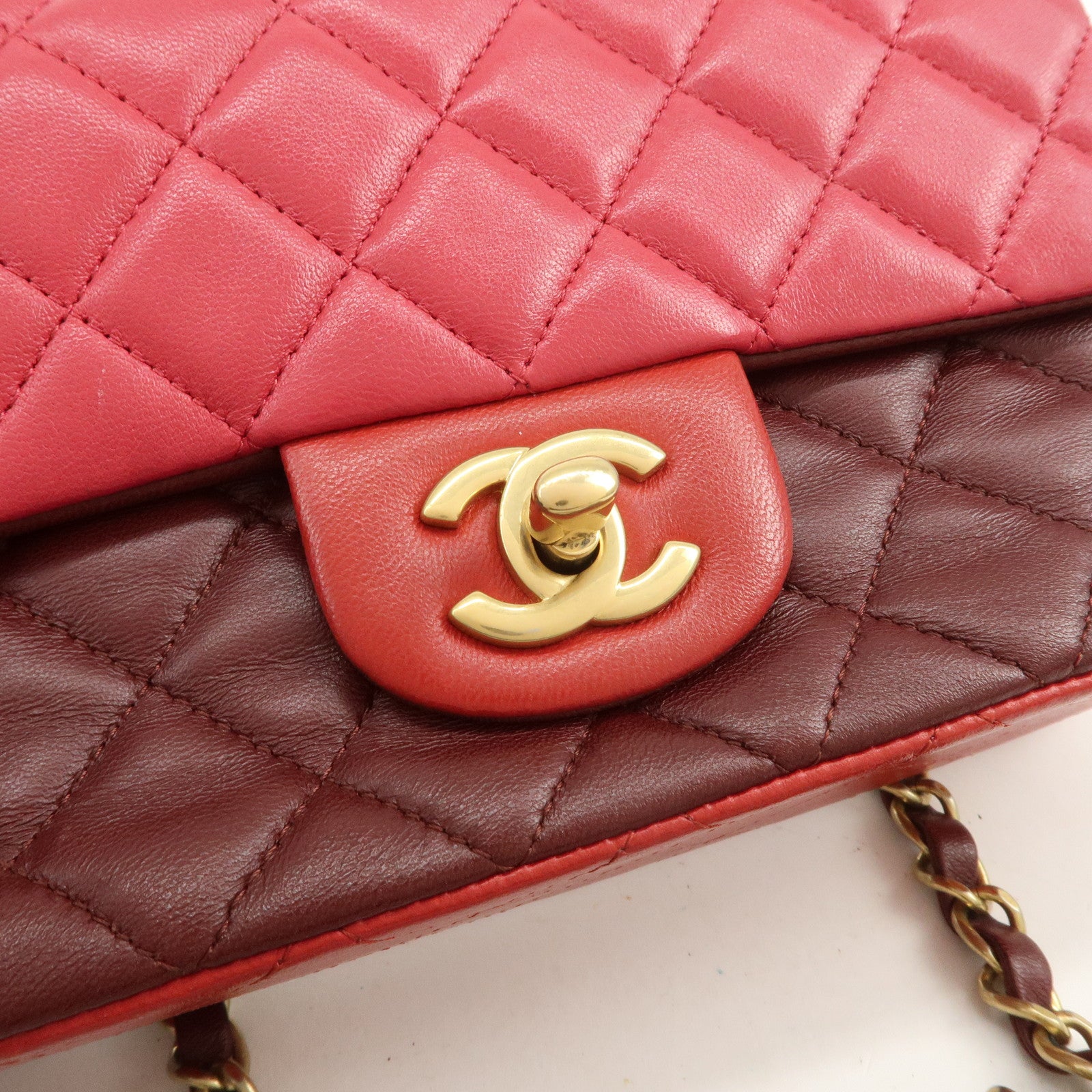 CHANEL Mini Matelasse Lamb Skin Chain Shoulder Bag Red A69900