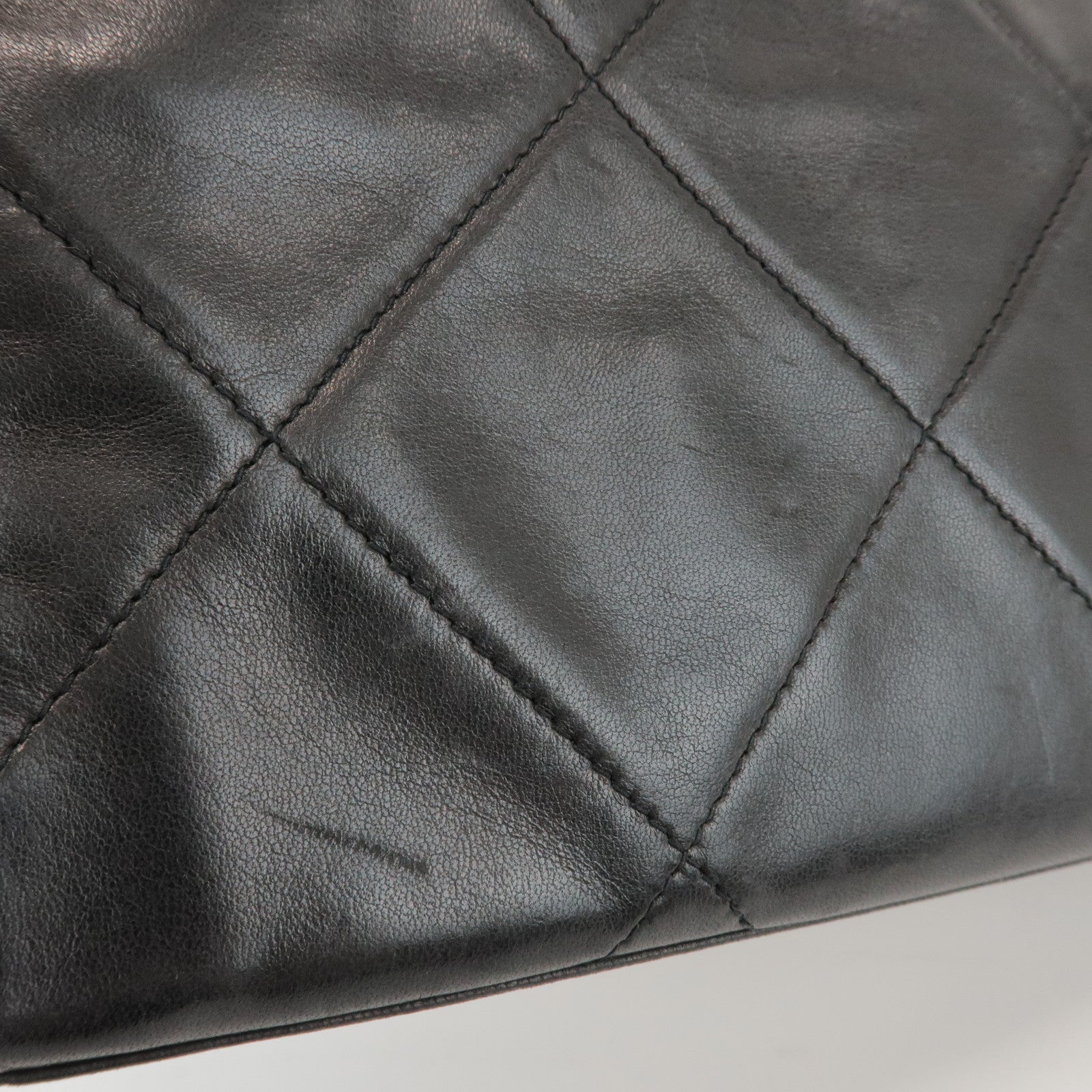 CHANEL Matelasse COCO Mark Lamb Skin Chain Shoulder Bag Black