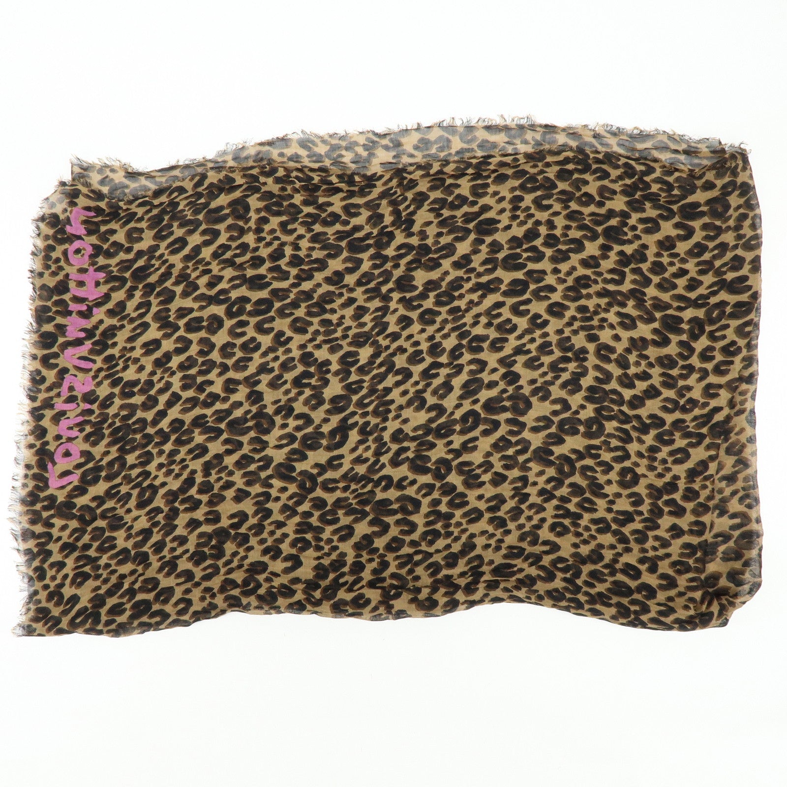 Louis Vuitton Etole Cashmere Silk Scarf Leopard Brown M72215