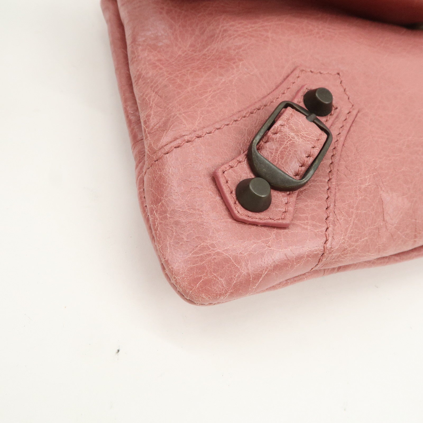 BALENCIAGA Logo Leather Giant Clutch Bag Pink