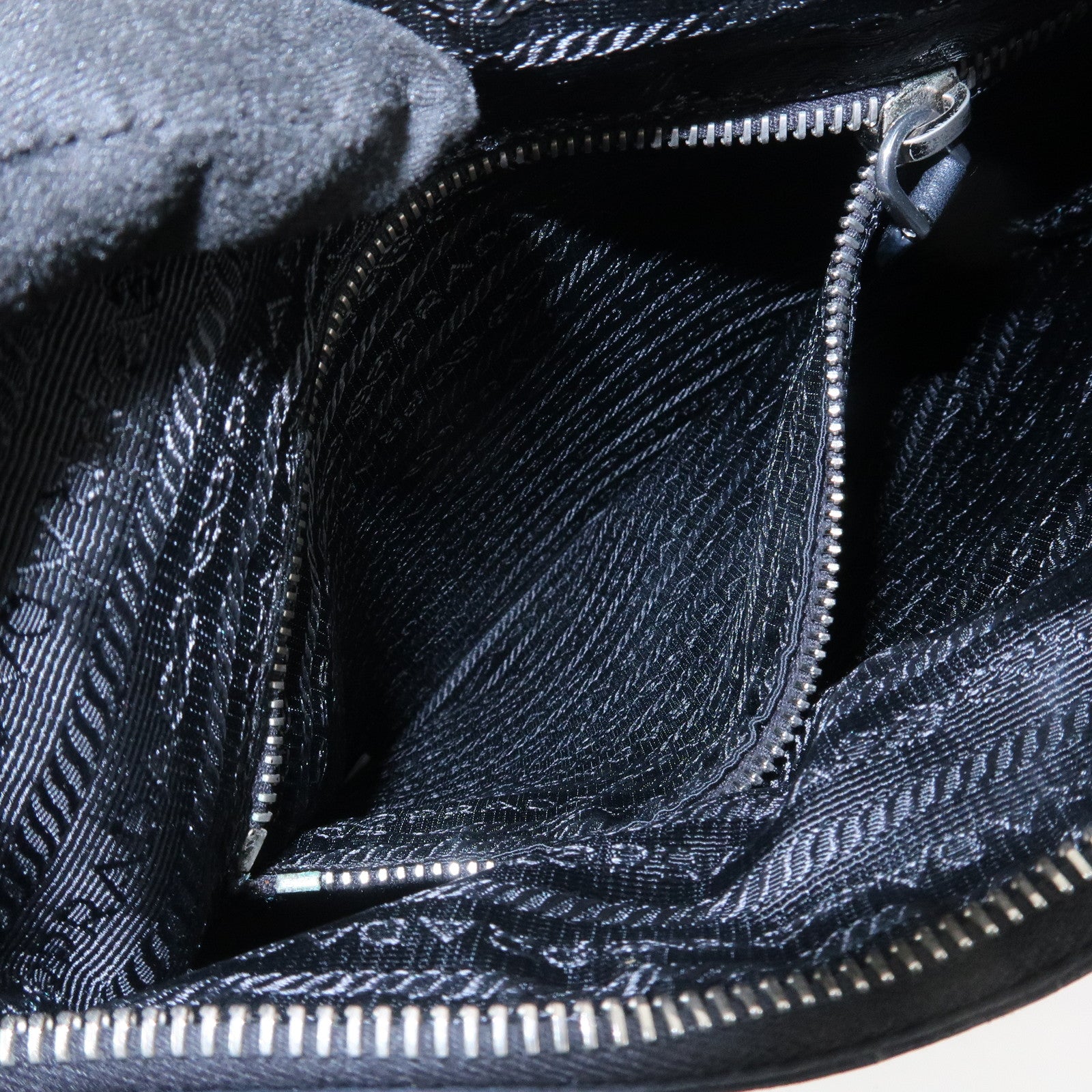 PRADA Triangle Logo Nylon Leather Shoulder Bag Black BT0716