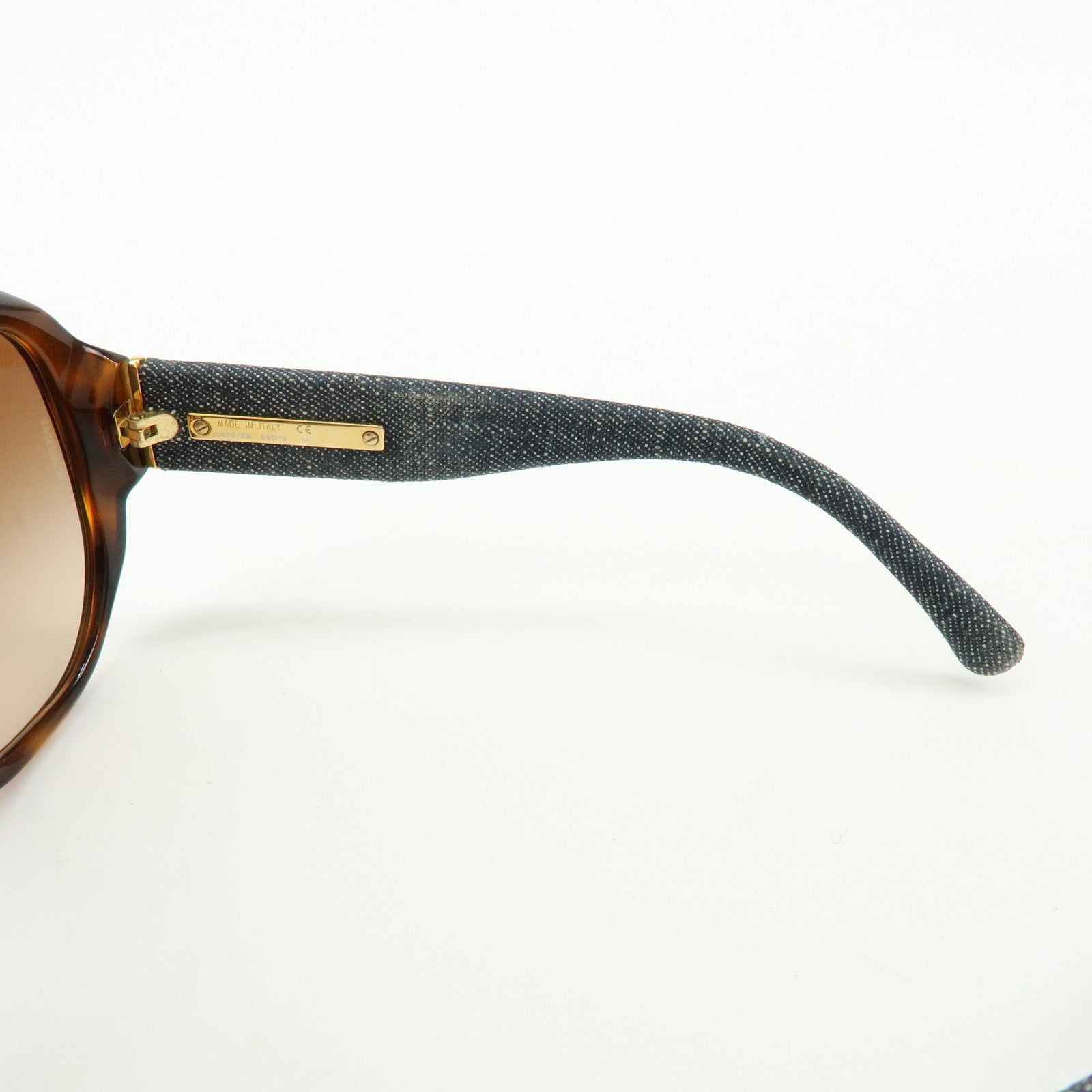CHANEL COCO Mark Plastic Denim Sunglasses 59□16 Brown Black 5163-A