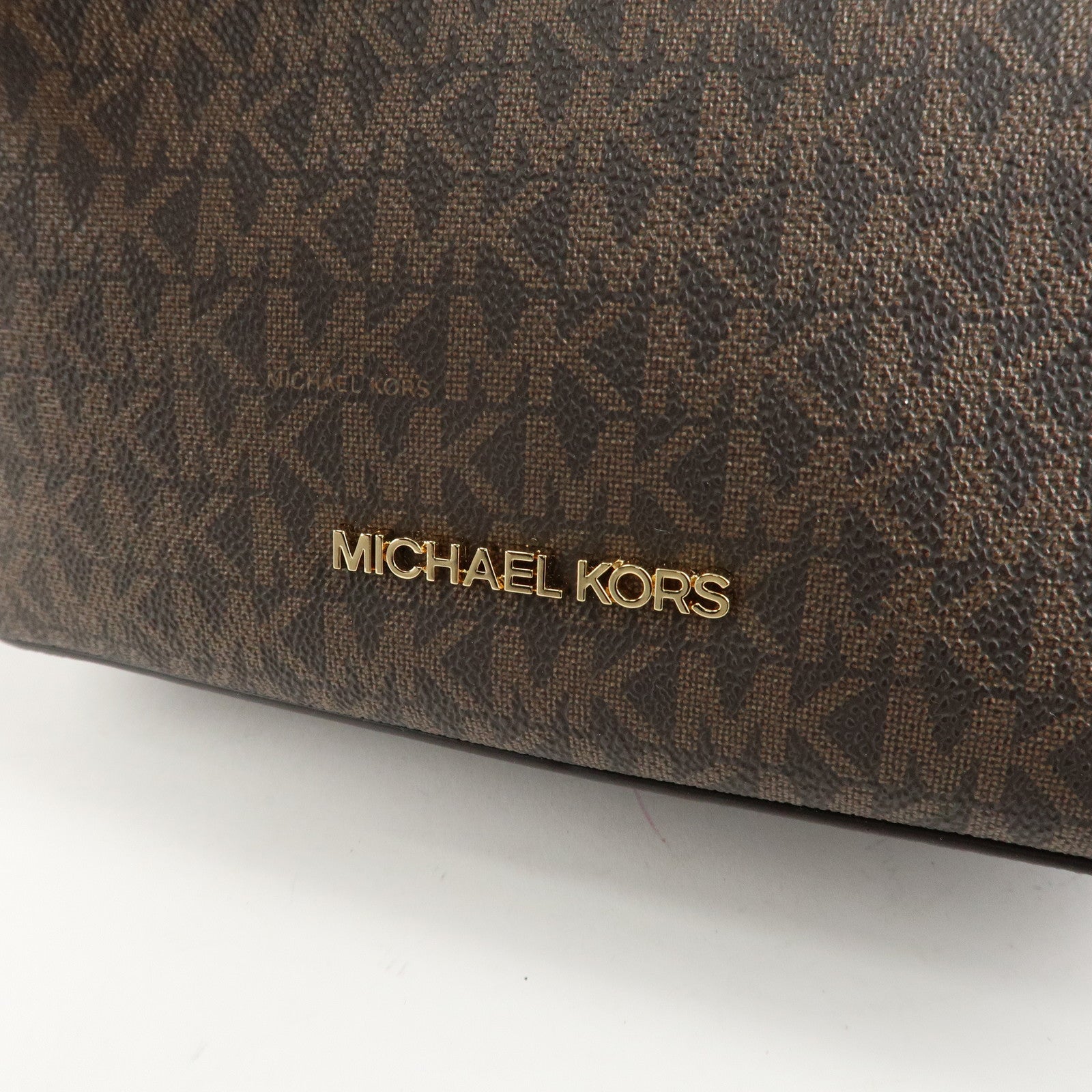 MICHAEL KORS PVC 2Way Leather Hand Bag Shoulder Bag Brown Gold HDW Used