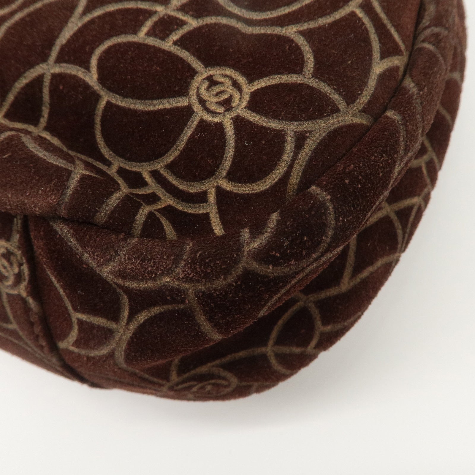 CHANEL Cameria Suede Shoulder Bag Brown Silver Hardware Used