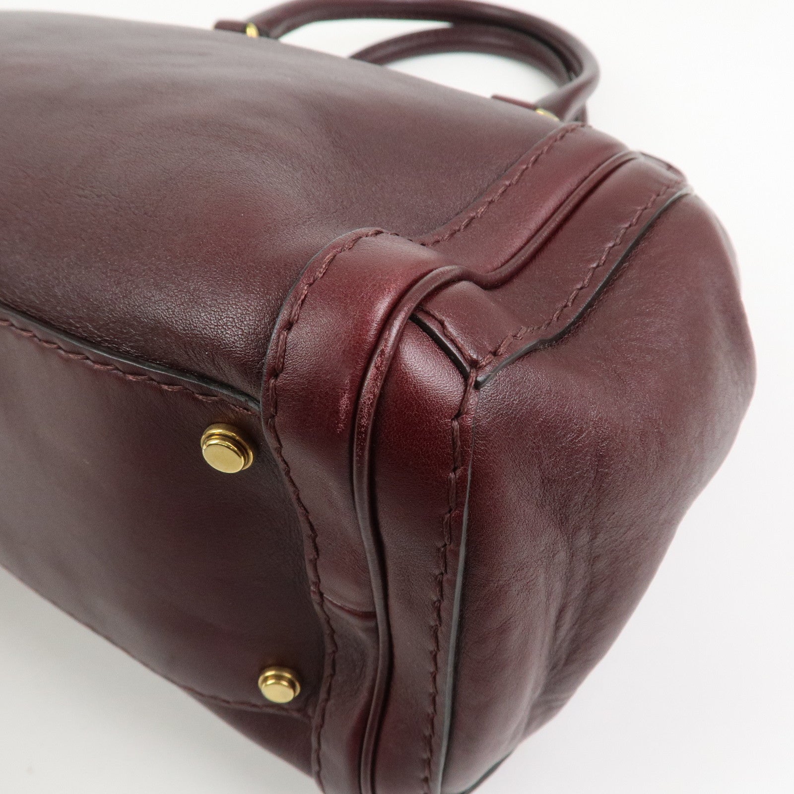 GUCCI GG Running Leather Tote Bag Hand Bag Wine Red 247183