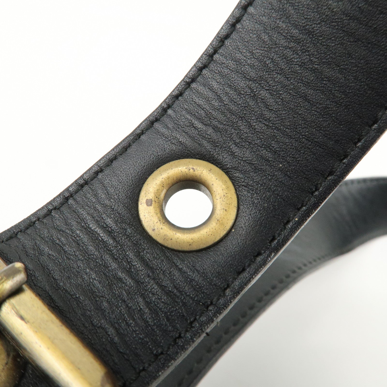 Chloe Logo Leather Shoulder Bag Hand Bag Black Gold Hardware Used