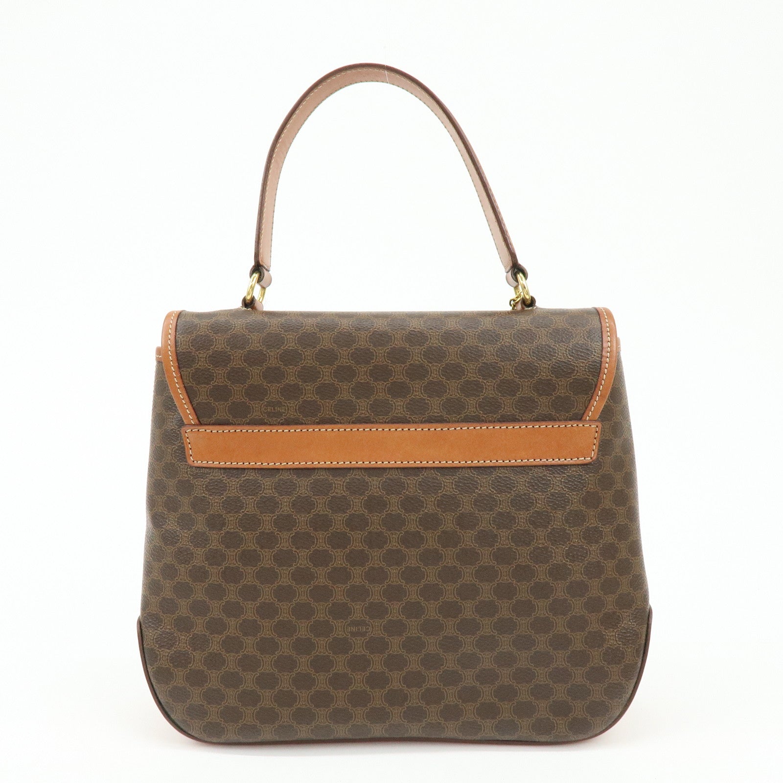 CELINE Macadam PVC Leather 2Way Shoulder Bag Hand Bag Brown