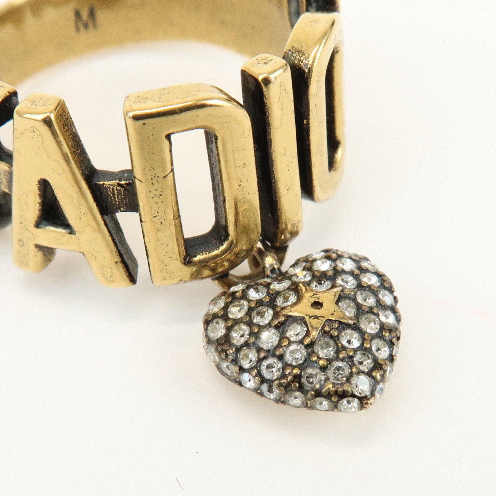 Christian Dior J'ADIOR Metal Rhinestone Star Heart Ring M Gold
