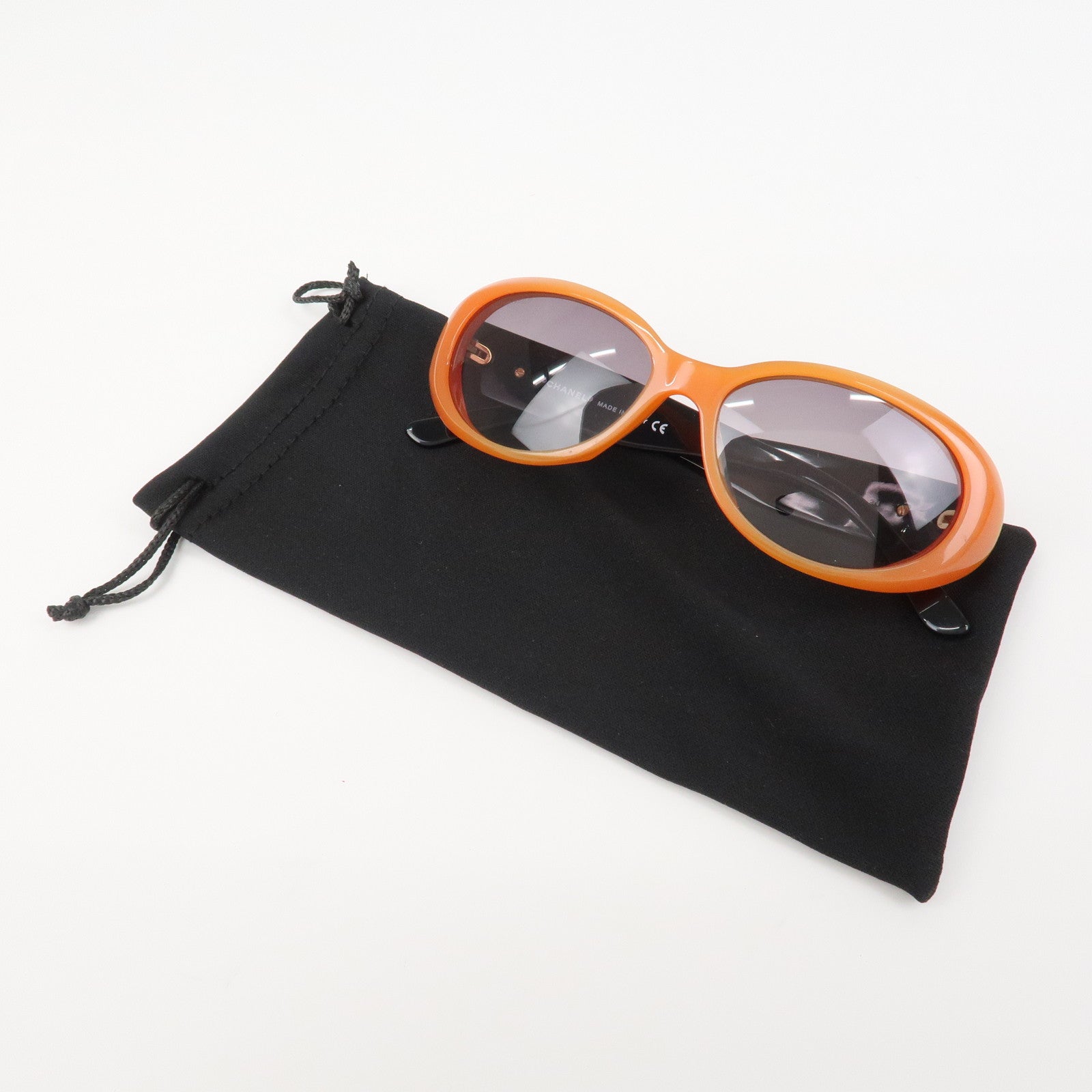 CHANEL Plastic Sunglasses Orange Black 5119 c.1012/11 54□15 135 2N